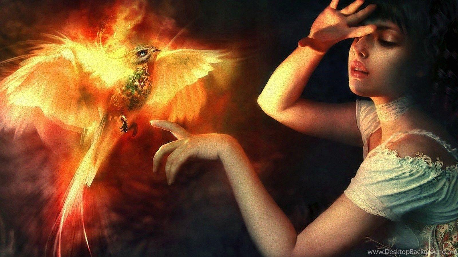 1600x900 Wallpaper Girl And Phoenix 1600 X 1200 Fantasy Fairy Dragon. Desktop Background