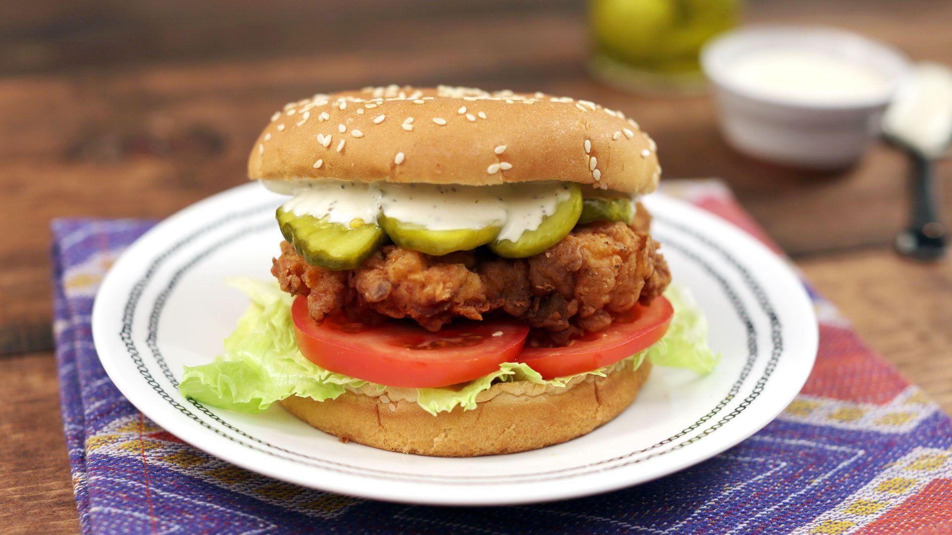 1920x1080 Fried Chicken Sandwich With Bread & Butter Pickles