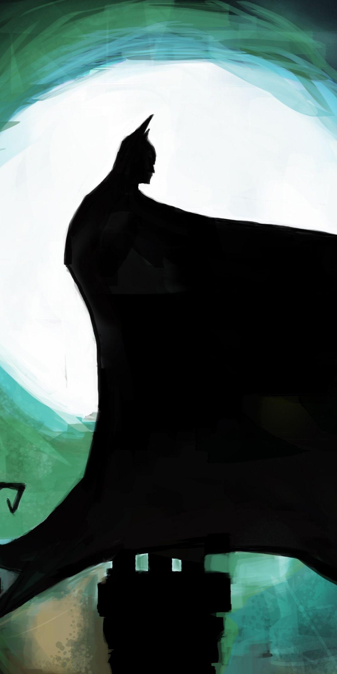 1080x2160 Knight of the Gotham, city, moon, Batman, art, 1080x2160 wallpaper. Batman, Superhero wallpaper, Batman art