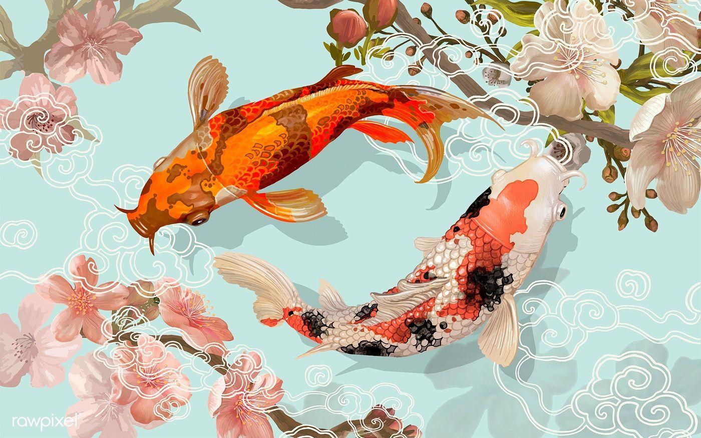 Koi Fish Laptop Aesthetic Wallpaper Collage Laptop Backgrounds | My XXX ...