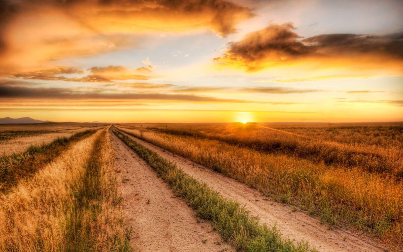 1600x1000 wallpaper: Prairie Road Nature Wallpaper