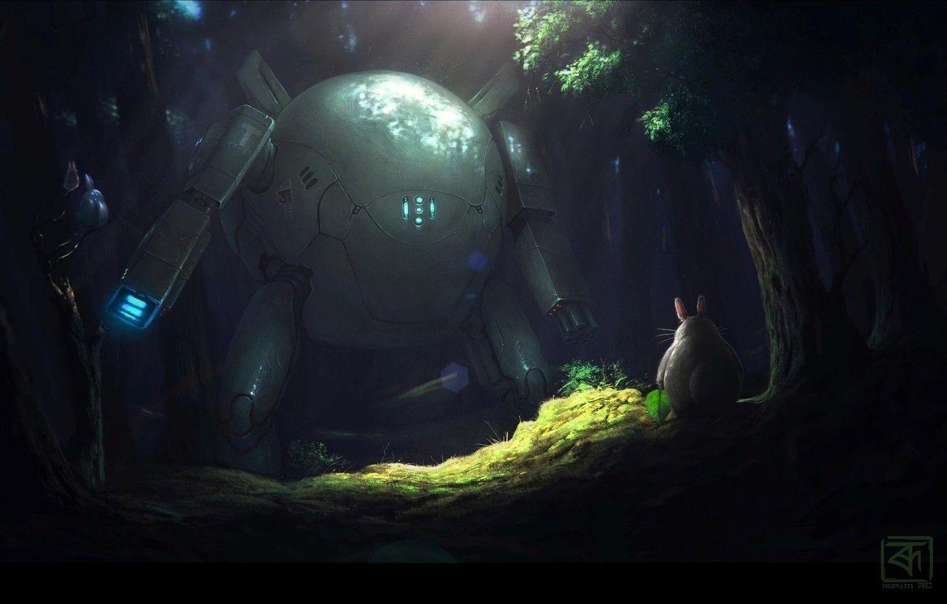 1332x850 Wallpaper machine, forest, darkness, animal, Look I found Totoro image for desktop, section фантастика