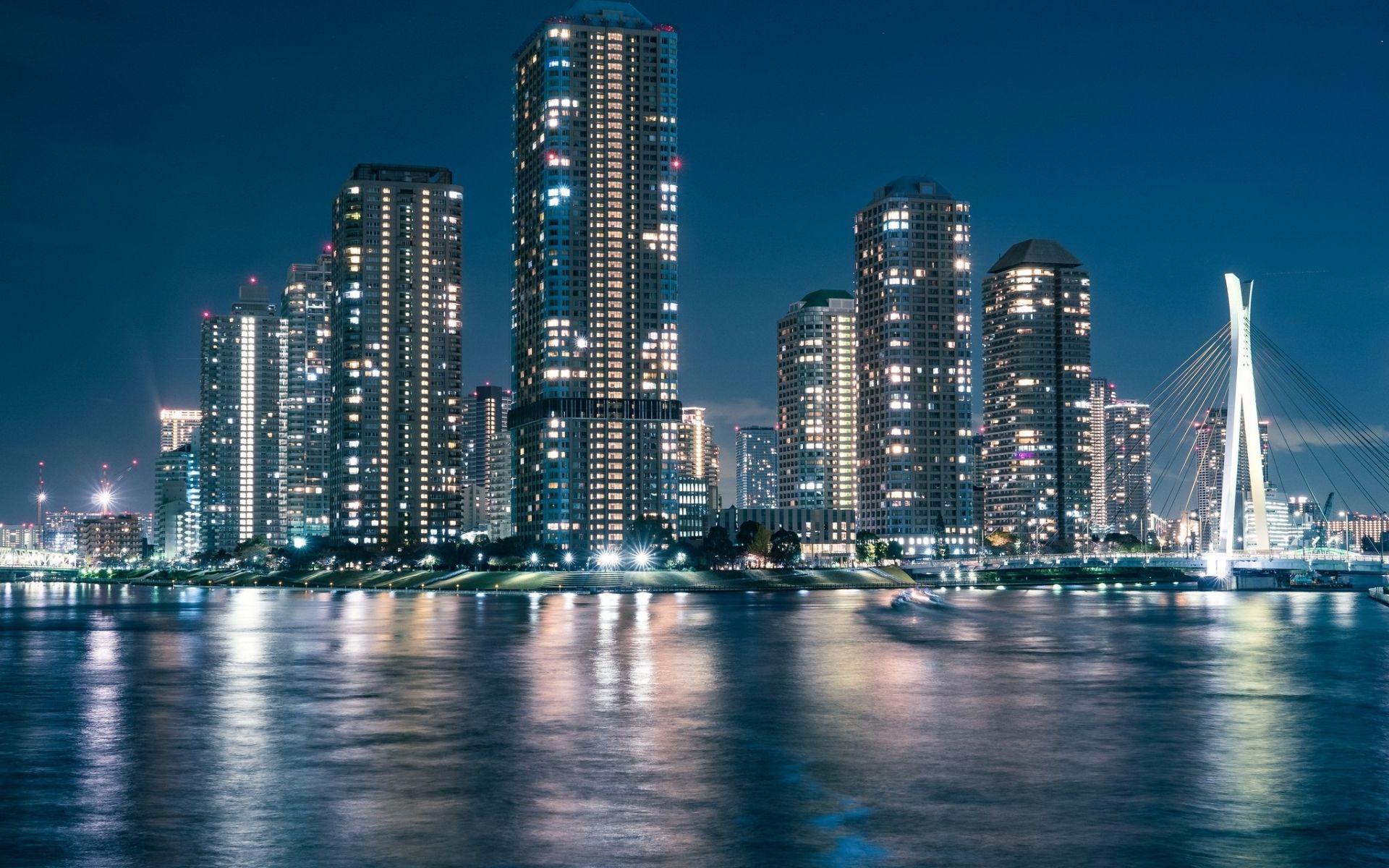 1920x1200 Tokyo, Skyscrapers, Bridge, City Wallpaper