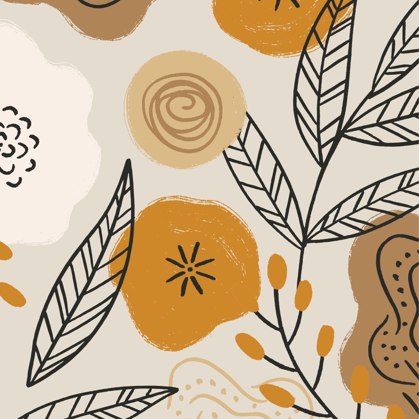 1400x1400 Sketched Floral Wallpaper