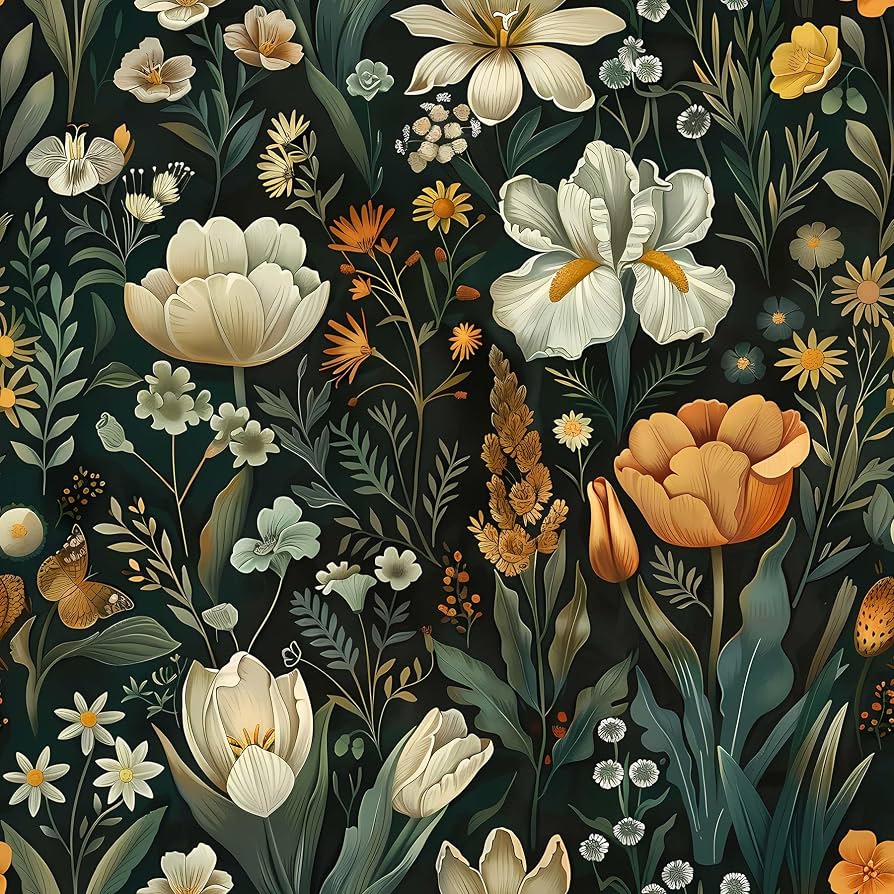 894x894 Dark Floral Wallpaper