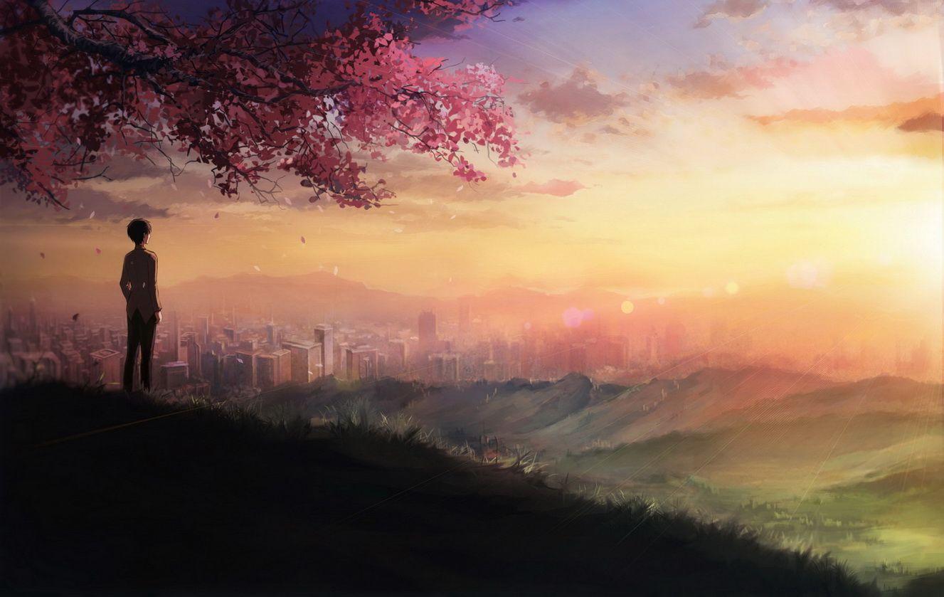 1327x839 byousoku 5 centimetre flowers gyicarus jpeg artifacts landscape scenic. konachan.com.com Anime Wallpaper
