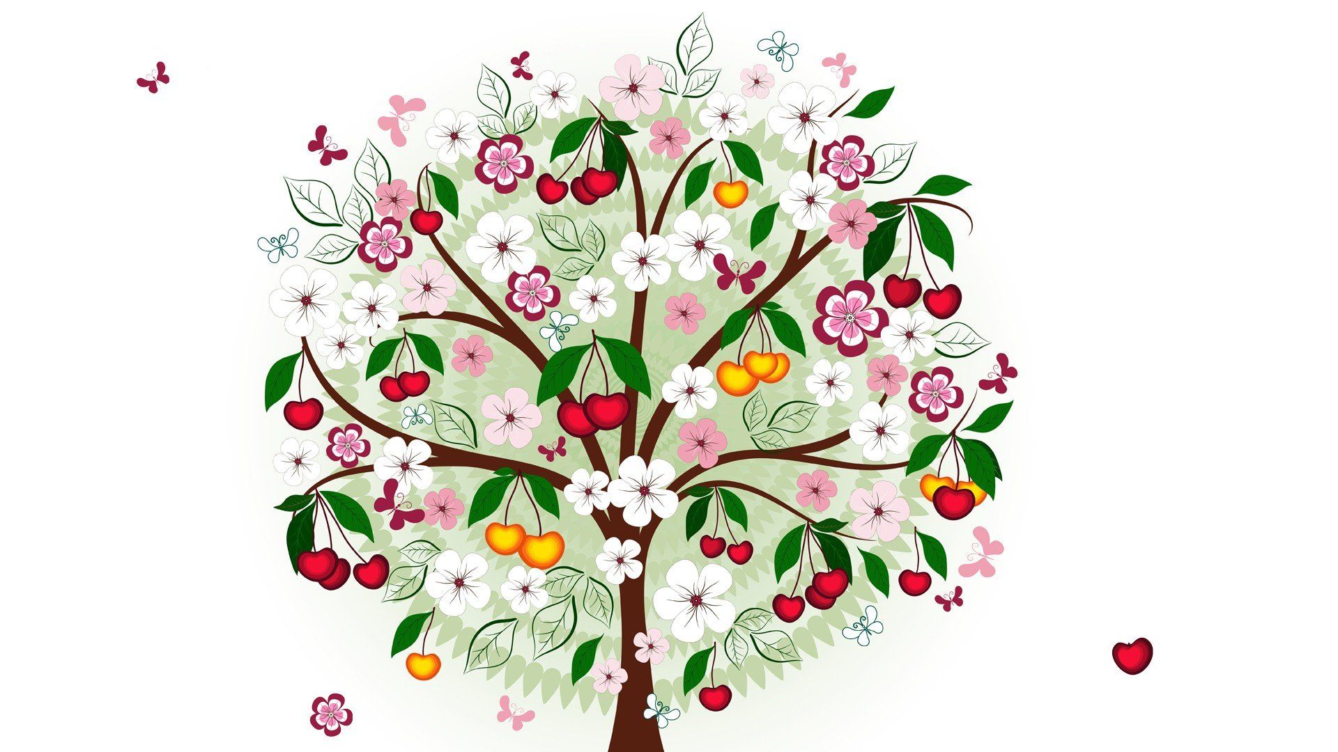 1920x1080 Artistic Cherry Blossom & Fruit Tree