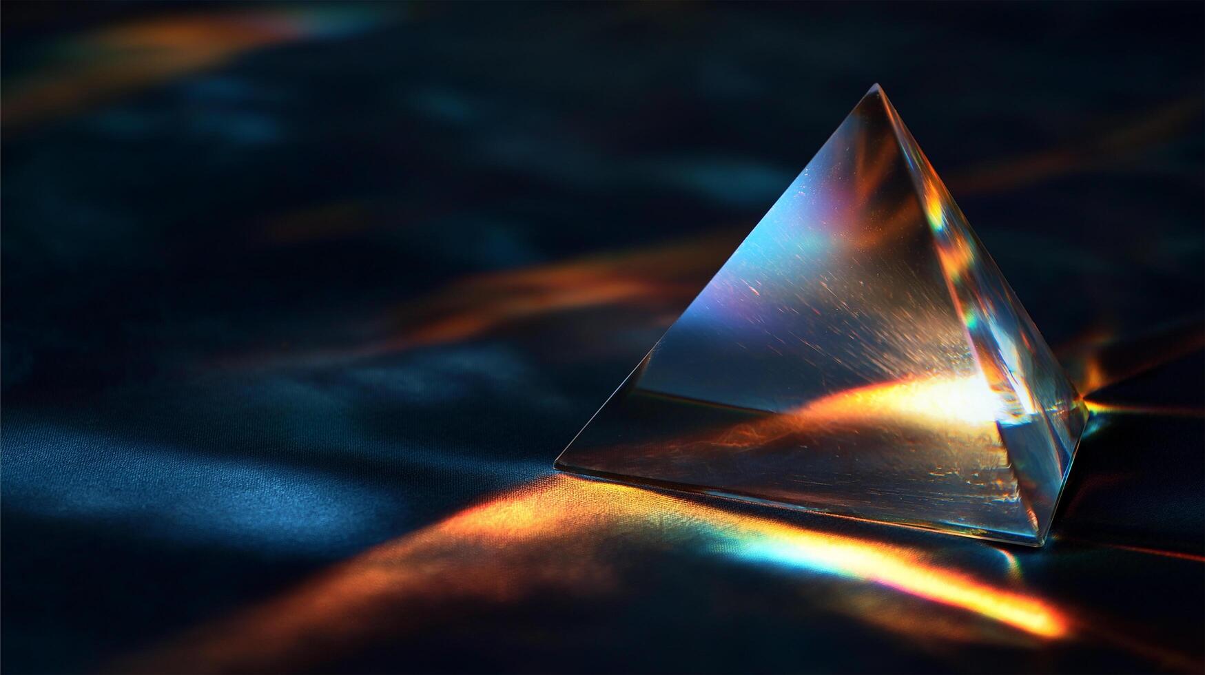 1749x980 Glass prism refracting rainbow light on a dark HD Background, Luxury HD wallpaper Image, Trendy Background illustration