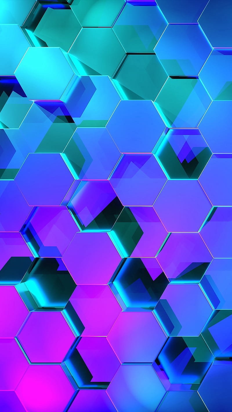 800x1422 Hexagons Light, abstract, black, colours, cool, prism, rainbow, tron, HD phone wallpaper