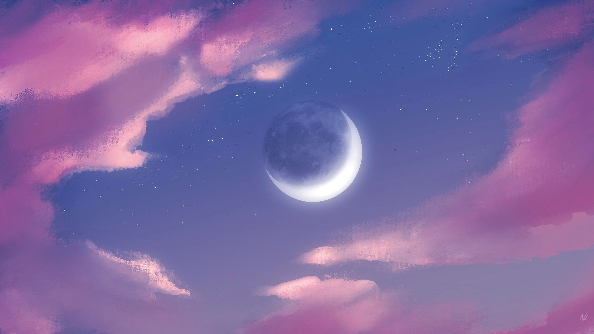 1920x1080 Violet Moon (PC WALLPAPER)