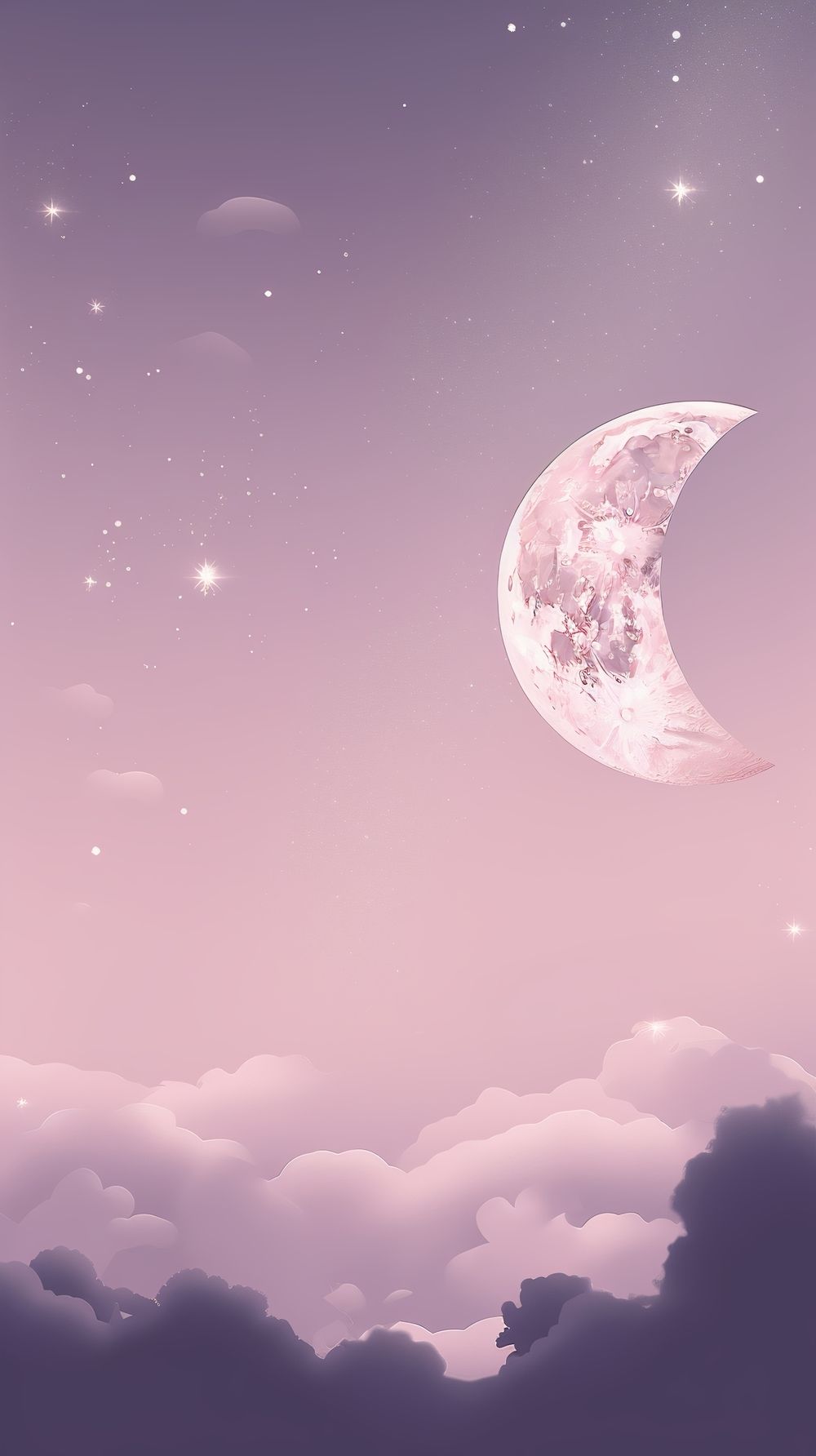1000x1784 Pink Moon and Stars Sky Wallpaper [dfce370674bf4b5bb7b1]