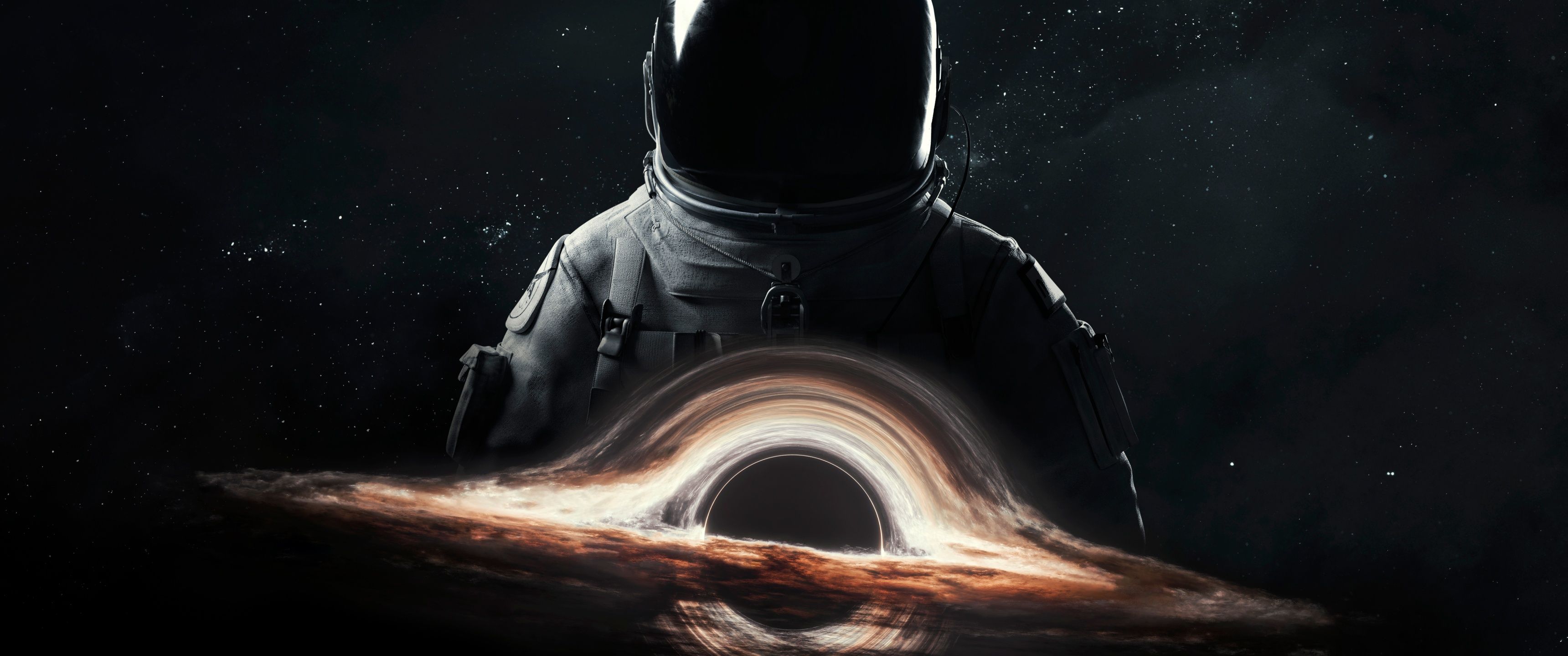 3440x1440 Astronaut Wallpaper 4K, Wormhole, Cosmos