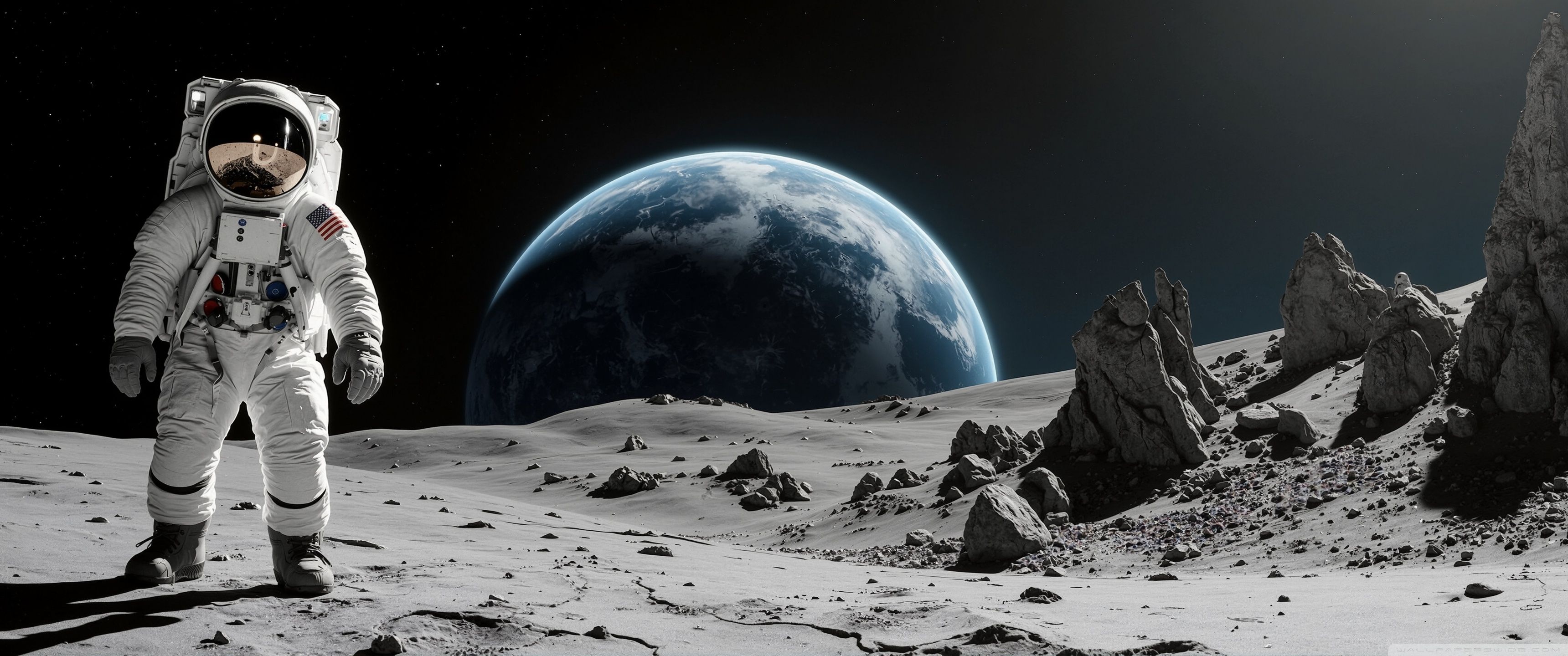 3440x1440 Astronaut on the Moon 4K UHD Wallpaper for UltraHD Desktop and TV : Widescreen and UltraWide Display and Triple : Smartphone and Tablet Devices