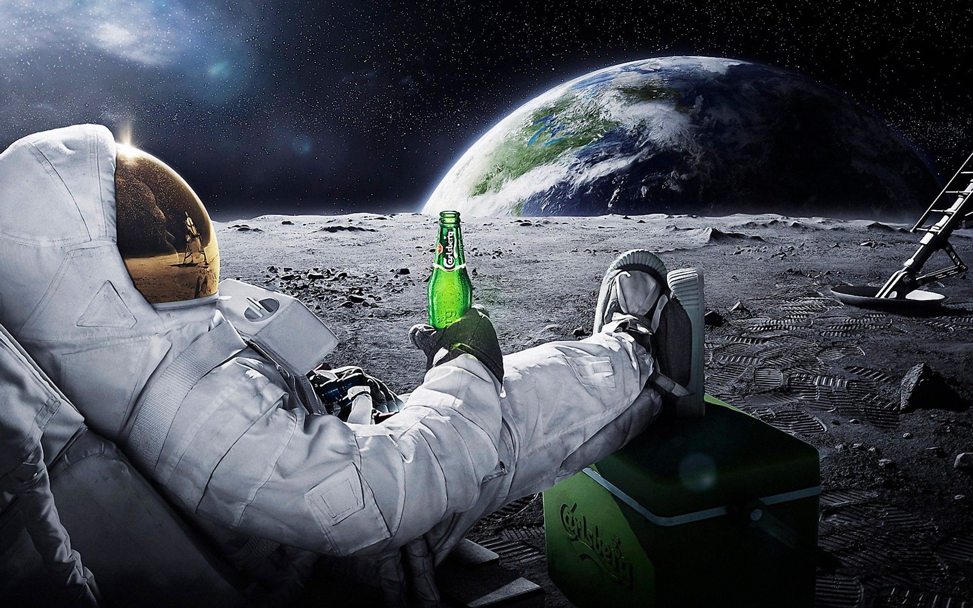 1920x1200 Desktop wallpaper: Beer, Astronaut, Sci Fi 4K free download for PC. 555059