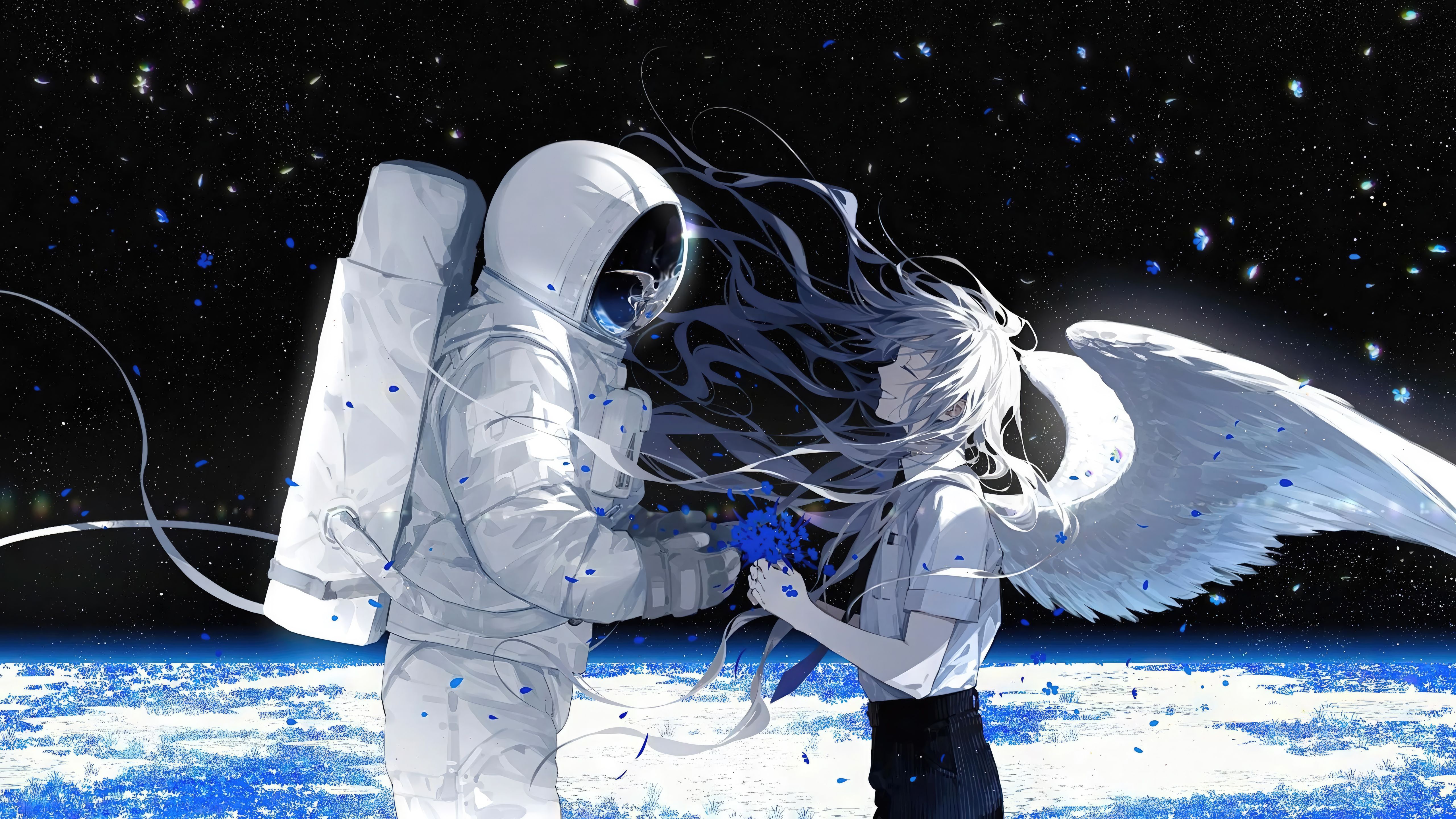 5120x2880 Angel Anime Girl And Astronaut UltraWide Quad HD 1440P , HD 4k Wallpaper, Image, Background, Photos and Picture