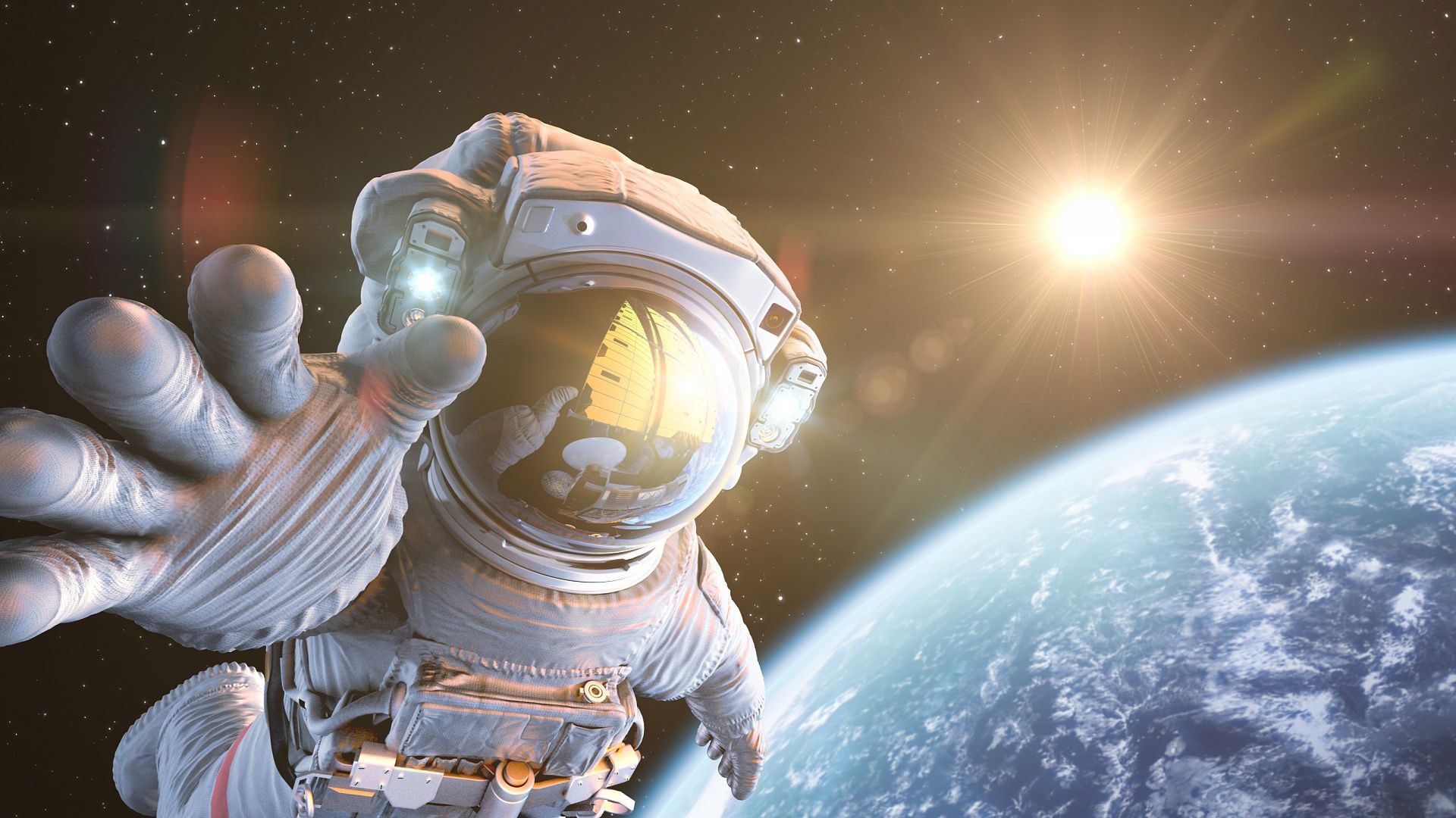 1920x1080 Desktop wallpaper: Astronaut, Sci Fi, Planet 4K free download for PC. 992913