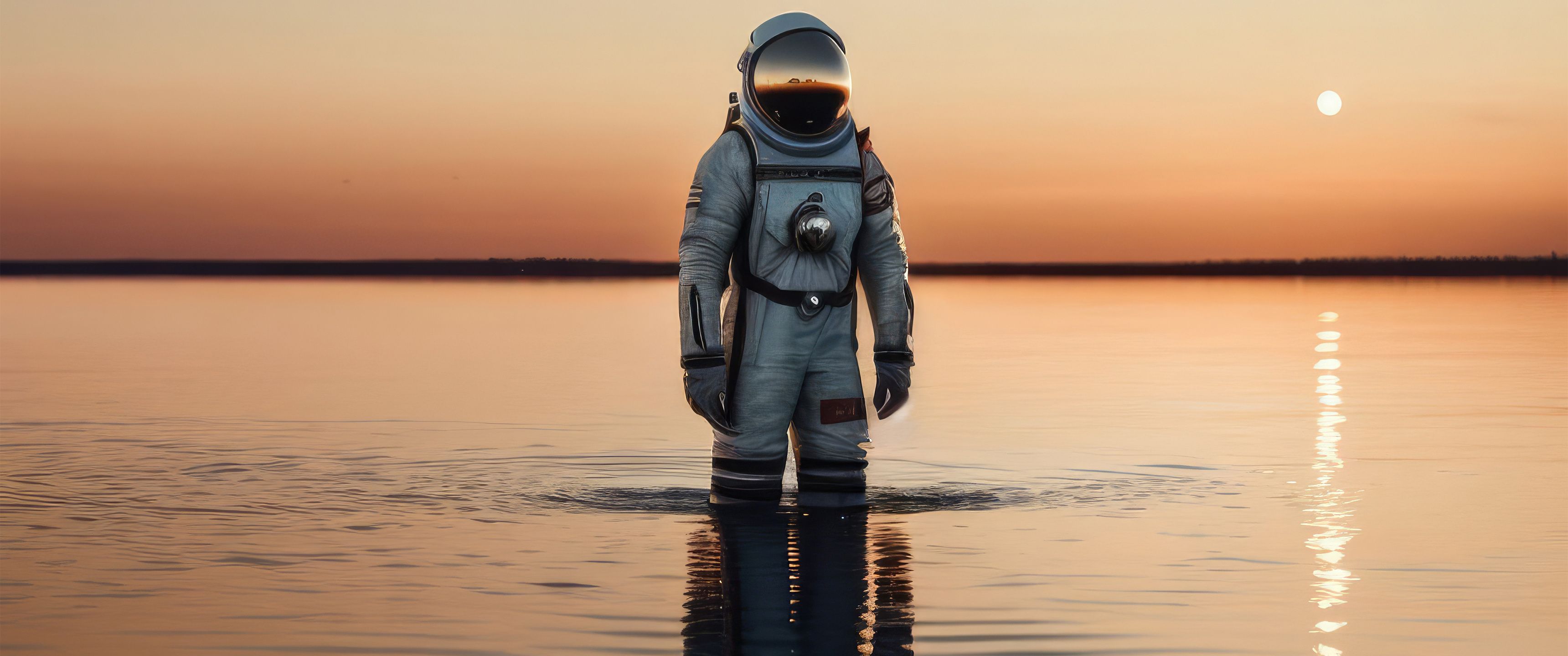3440x1440 Astronaut Knee Deep In Silence UltraWide Quad HD 1440P , HD 4k Wallpaper, Image, Background, Photos and Picture