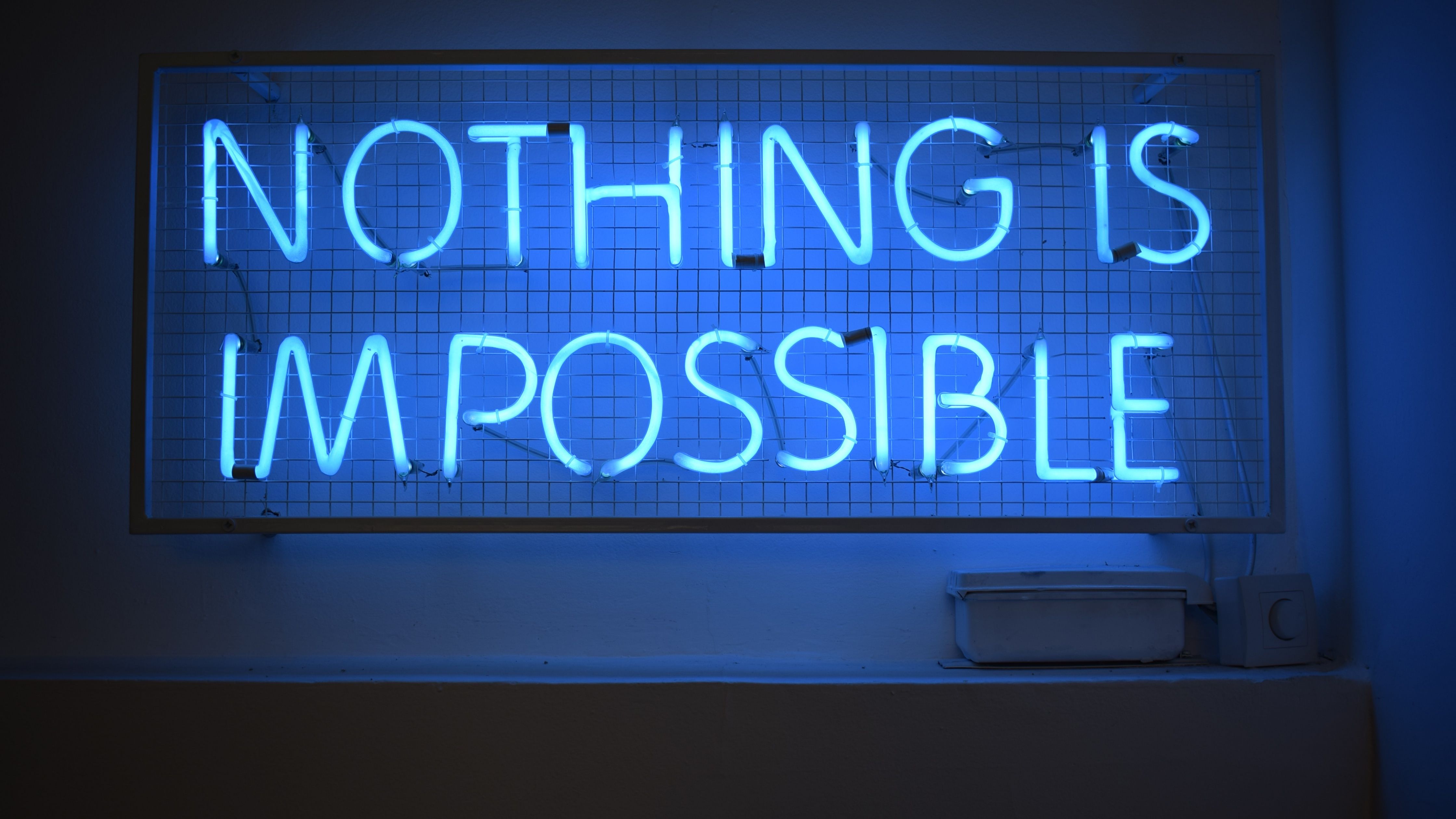 4480x2520 Nothing is Impossible Wallpaper 4K, Neon sign, Blue light