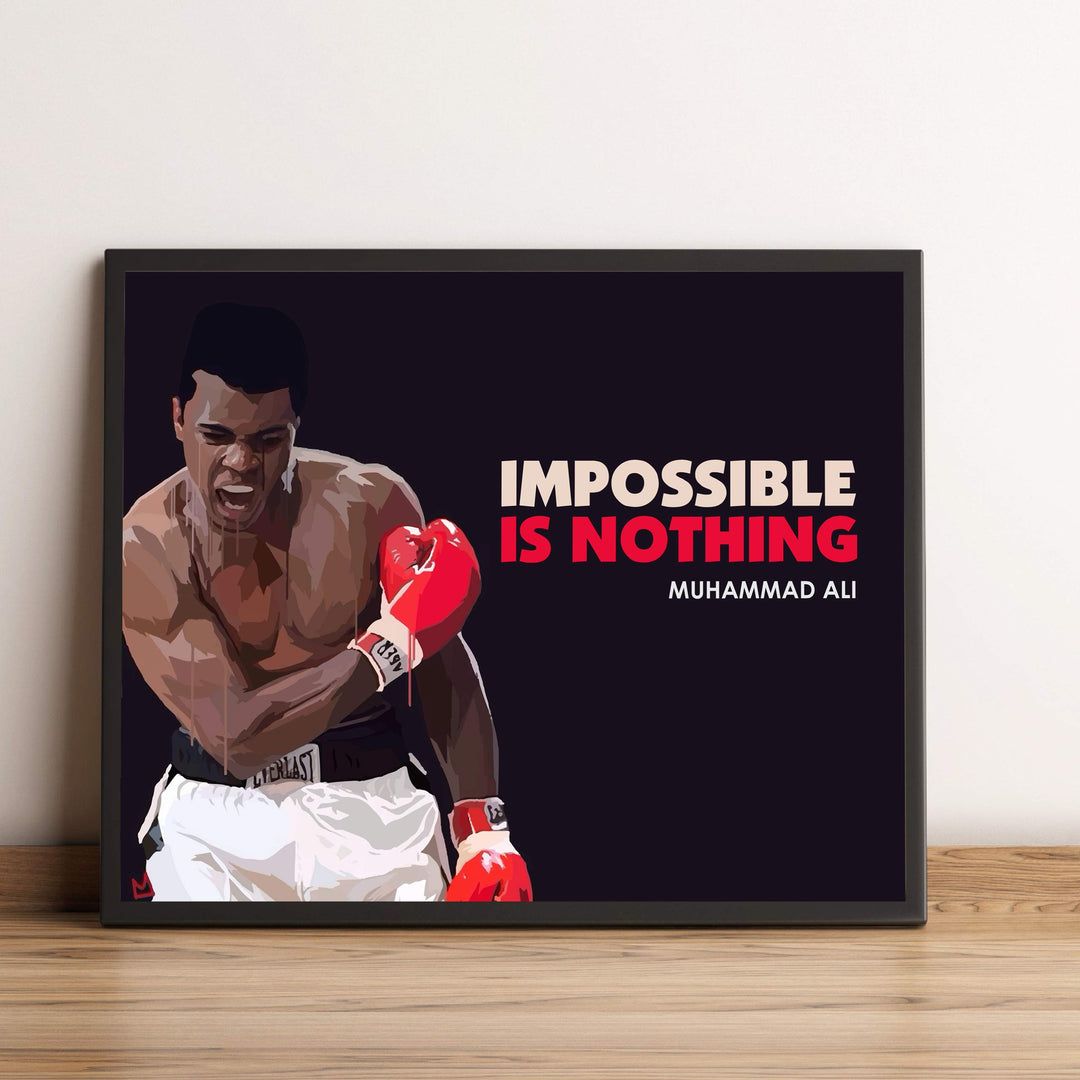 1080x1080 Muhammad Ali Quotes Wall Art Impossible Is Nothing 10x8 Vintage Art