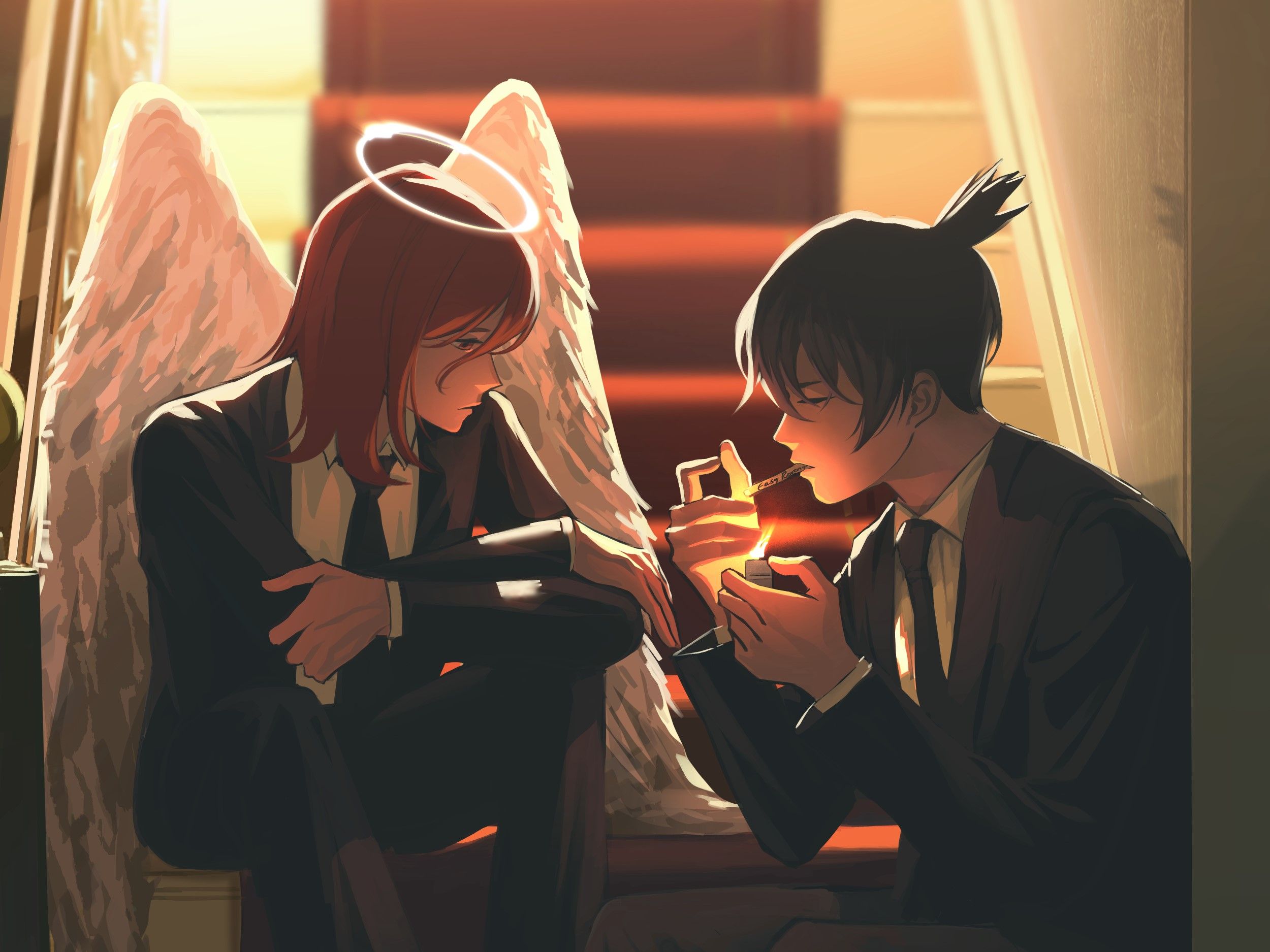 2500x1875 Aki Hayakawa & Angel Devil HD Anime Wallpaper. Chainsaw Man Vibes