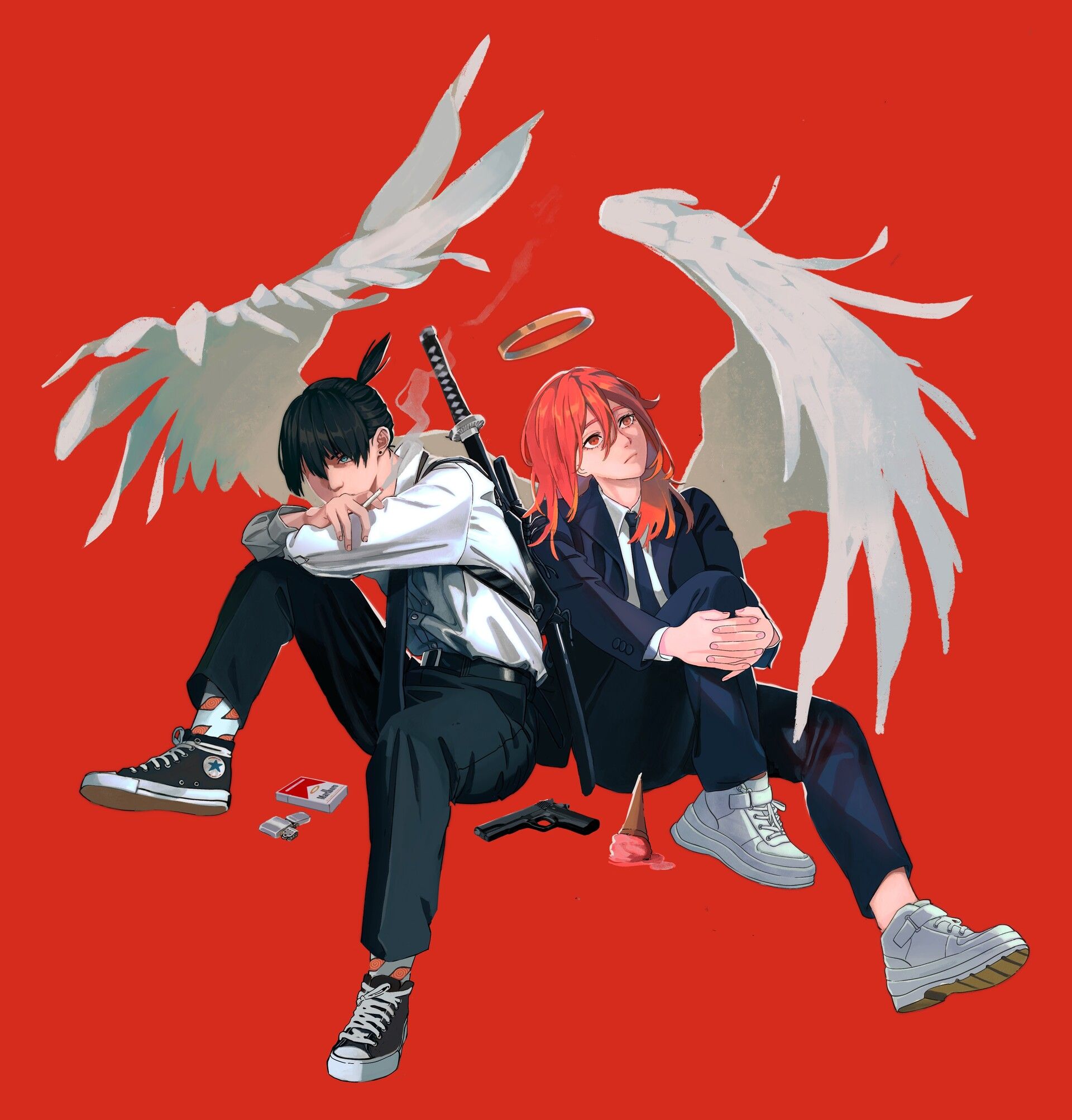 1920x2007 AKIANGEL chainsawman fanart