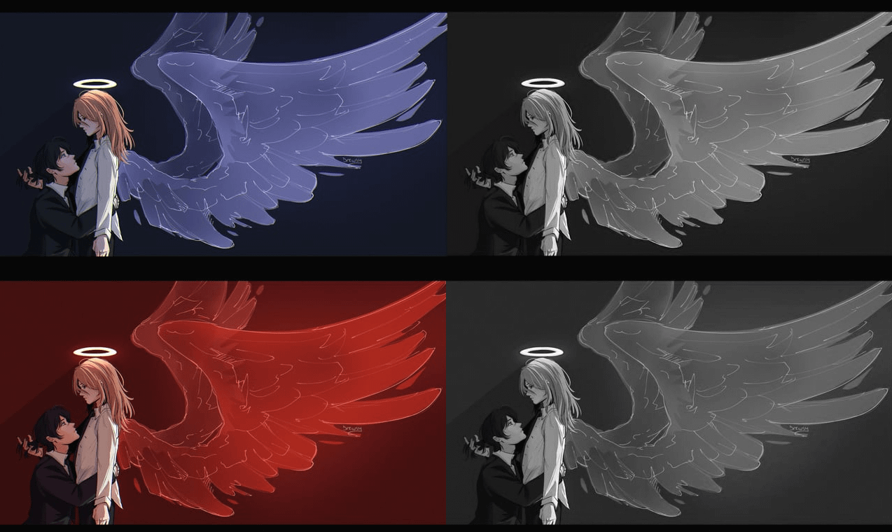1274x760 AkiAngel. Red or Blue?