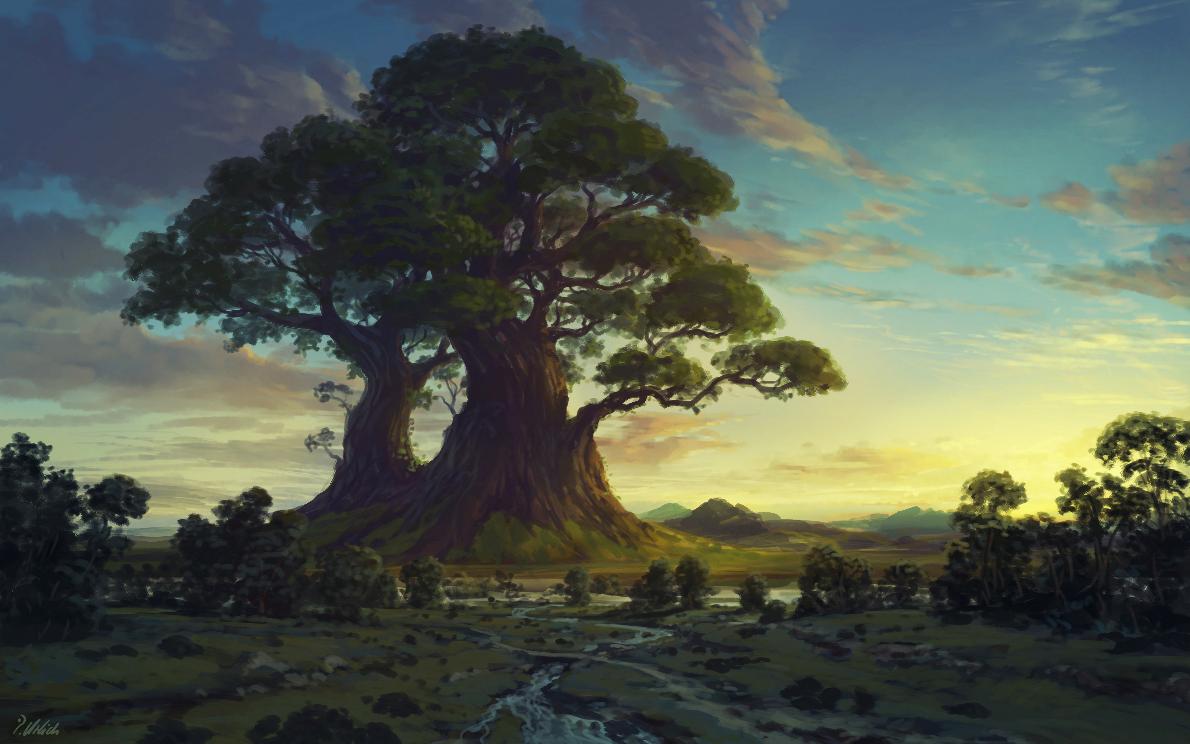 3840x2400 Artistic Tree 4k Illustration Painting Wallpaper, HD Artist 4K Wallpaper, Image and Background