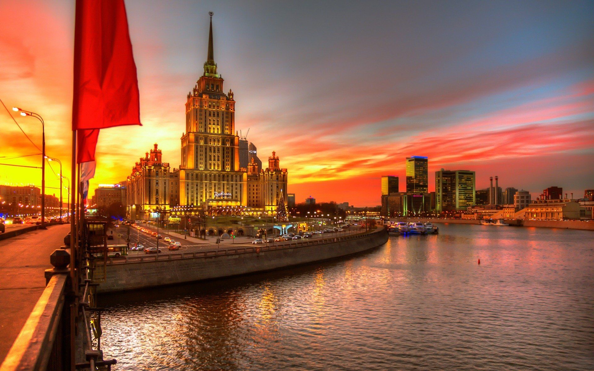 1920x1200 Download Sunset City Russia Man Made Moscow HD Wallpaperx1200