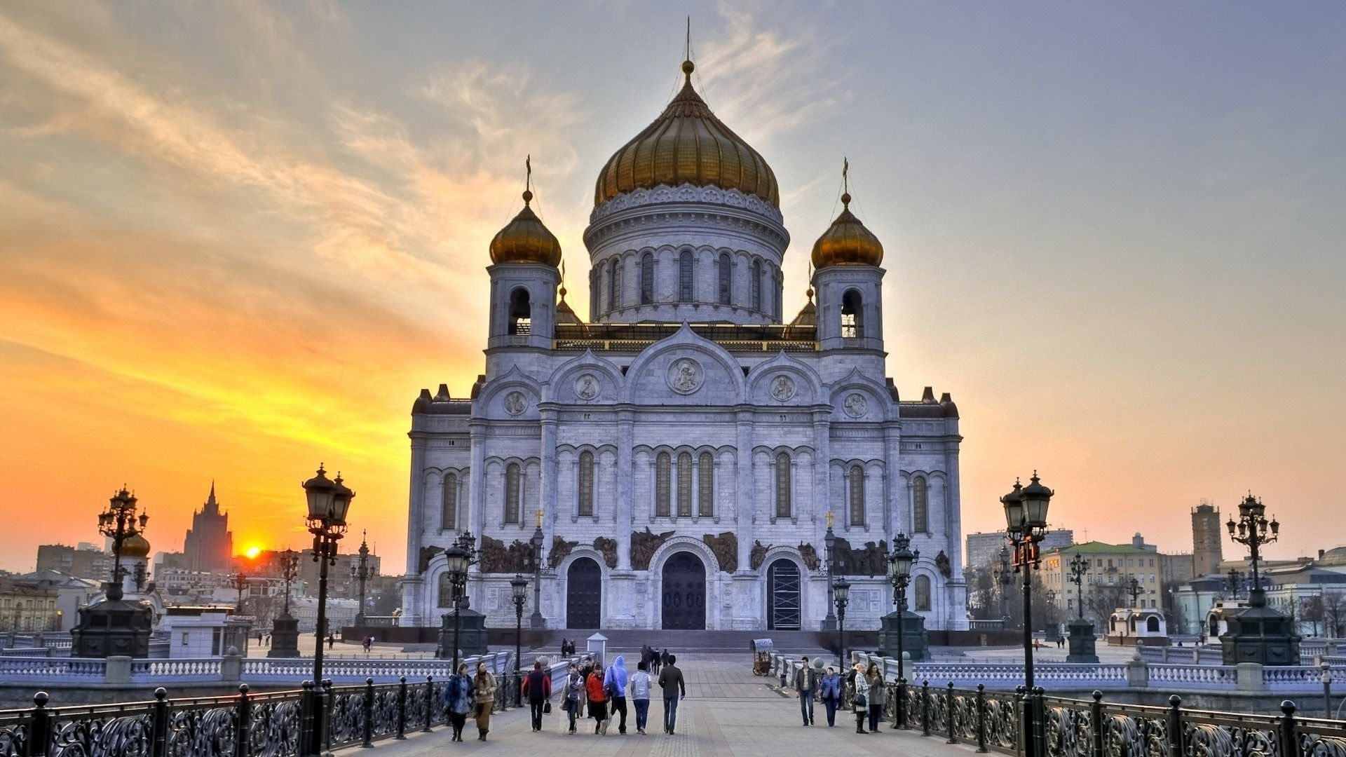 1920x1080 Wallpaper photo, Church, Moscow, Russia, The Cathedral Of Christ The Savior for mobile and desktop, section город, resolution 1920x1080