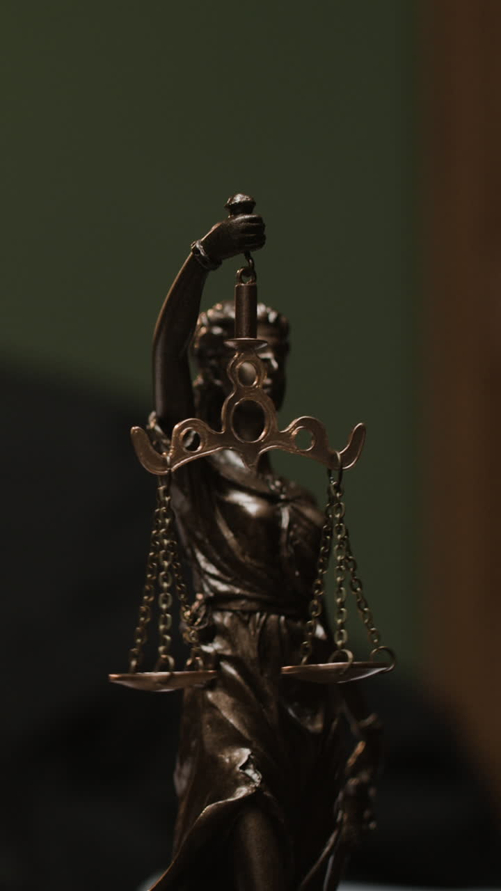720x1280 Gold antique statue of lady justice with scales and sword