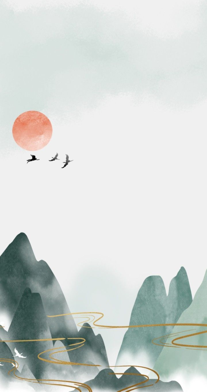 720x1360 Chinese Art Landscape Wallpaper. Minimalist japanese art wallpaper, Japanese watercolor wallpaper, Japanese watercolor background