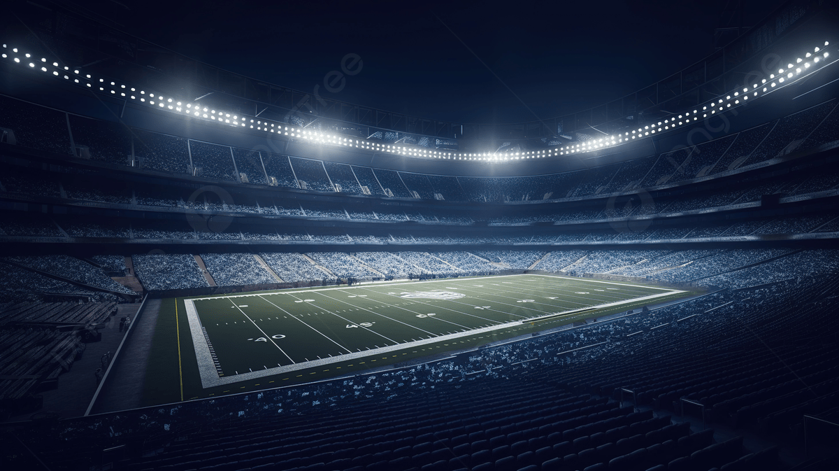 1200x673 White Light Glowing Over An Empty Football Stadium Photo And Picture For Free Download