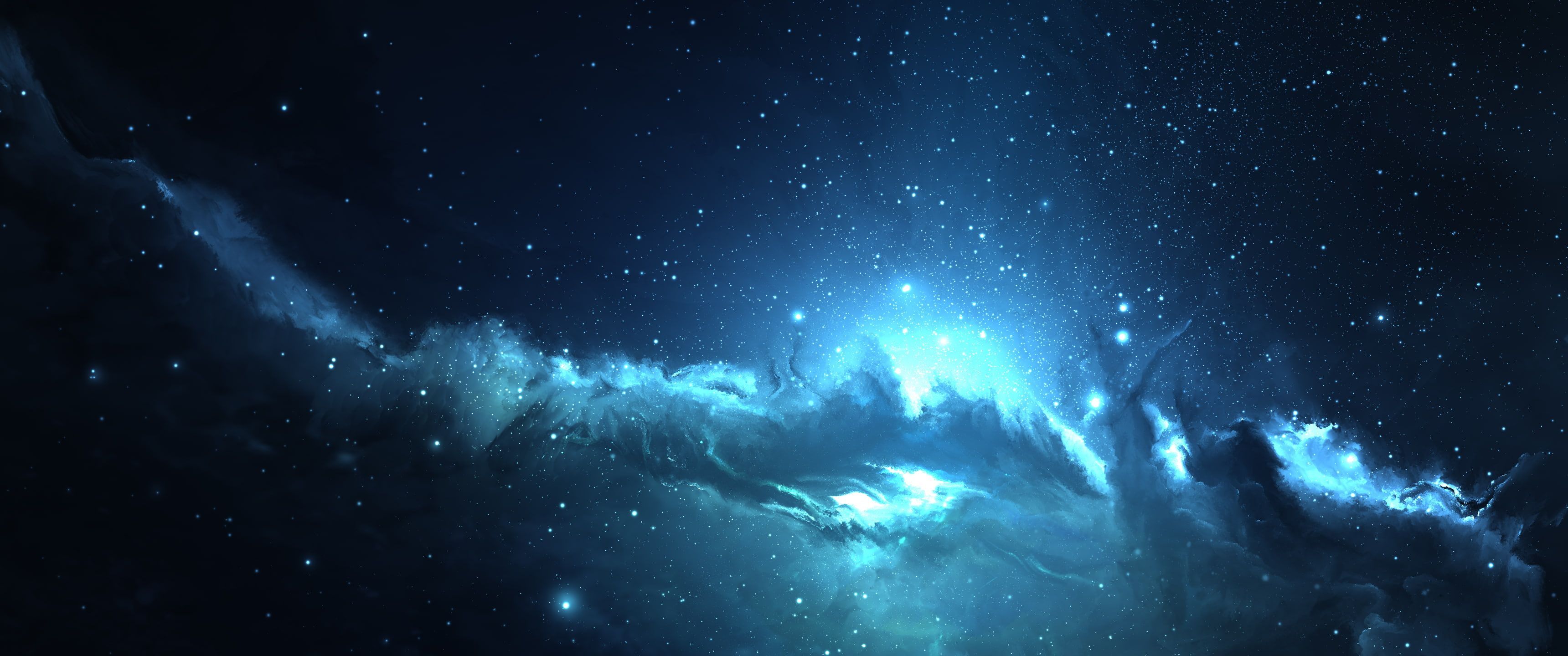 3440x1440 HD wallpaper: blue, space, ultrawide