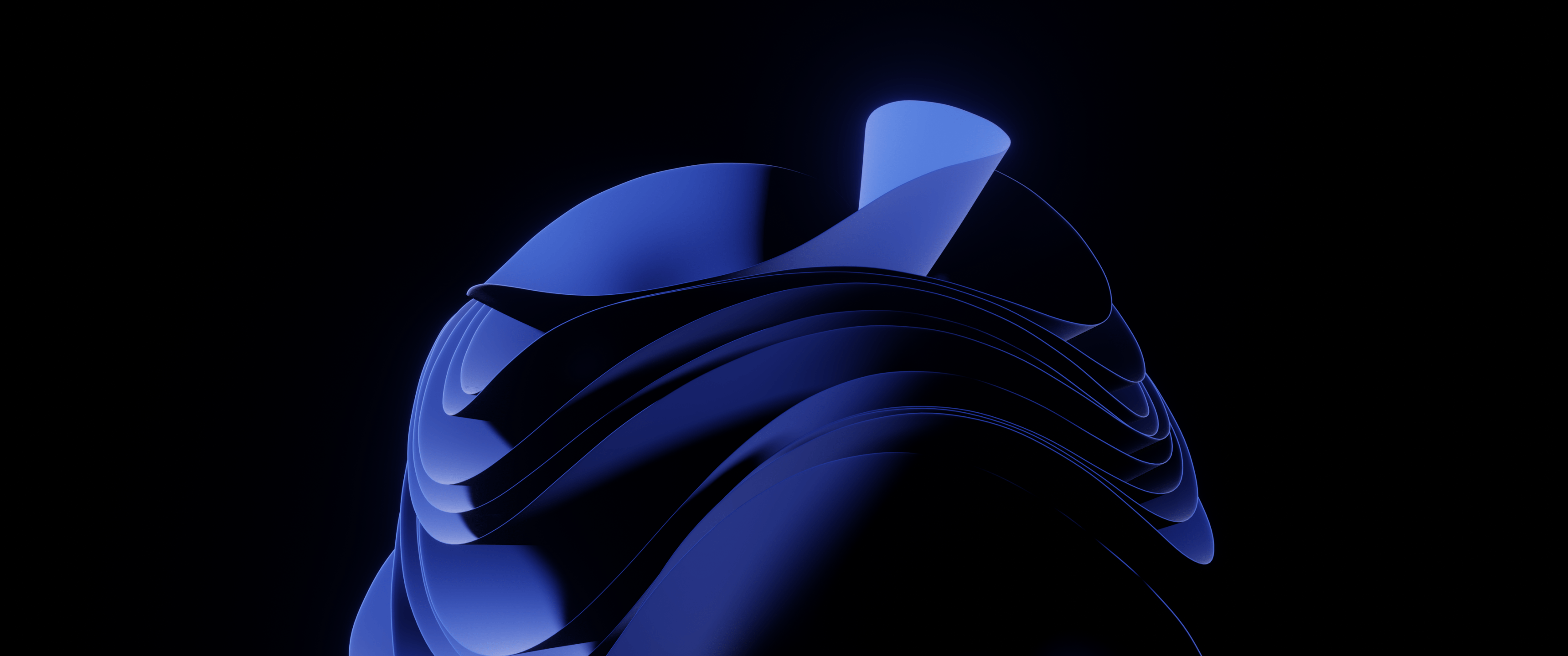 3440x1440 Dark blue Windows 11 Bloom 4K Wallpaper
