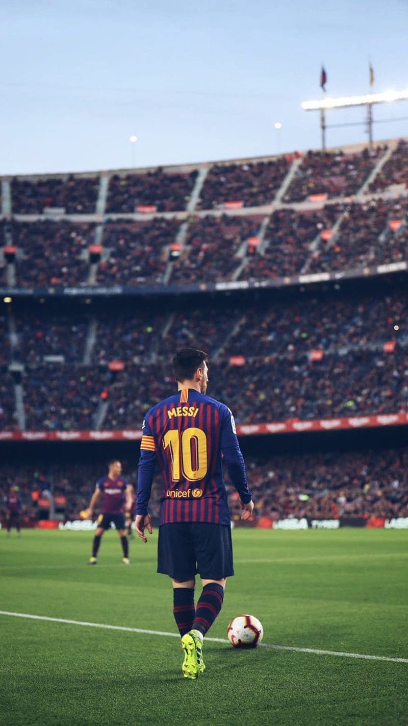 800x1422 1640x2360px, 1080P free download. Lionel Messi, from the back, match, FC Barcelona, La Liga, Spain, Barca, Messi, HD wallpaper
