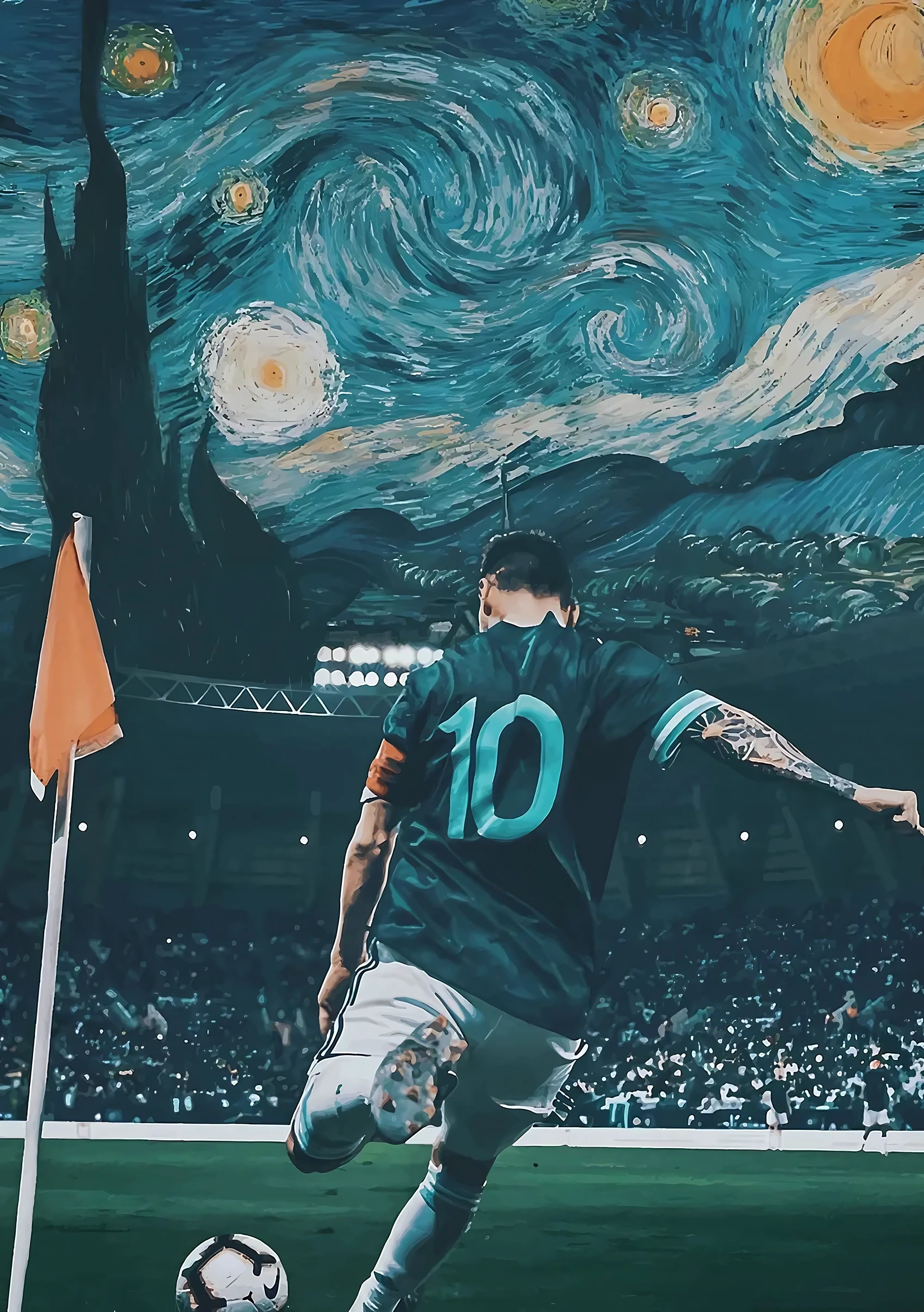 3396x4820 Lionel Messi Starry Night Poster