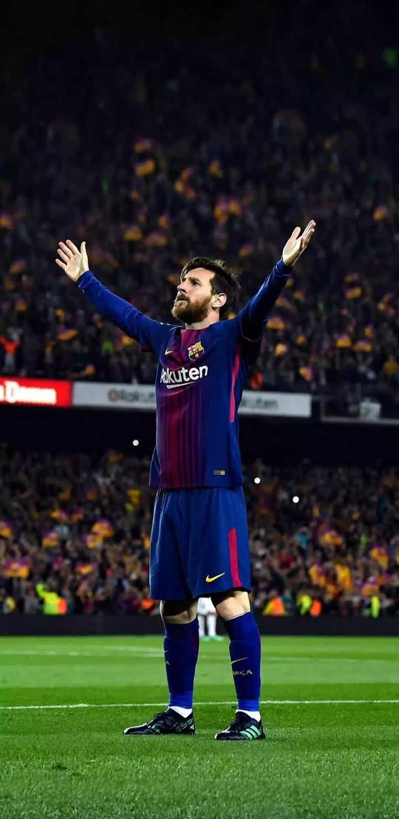 800x1642 Lionel Messi, Barcelona, La Liga, Spain, corner kick, football stadium Leo Messi, HD wallpaper
