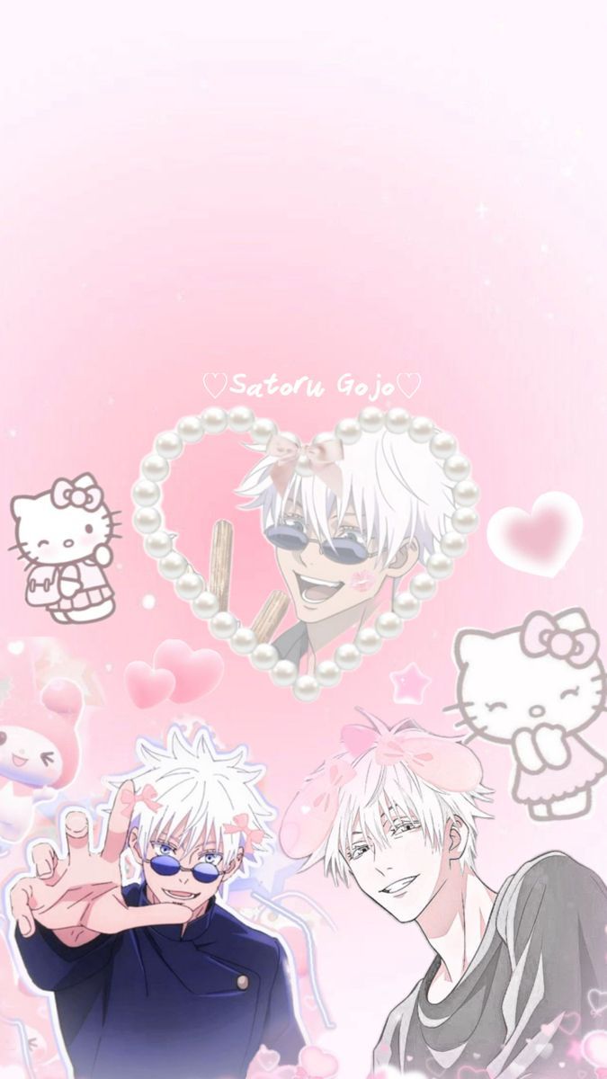 675x1200 Pink gojo title screen cute. Preppy gojo wallpaper, Satori gojo wallpaper, Gojo hello kitty
