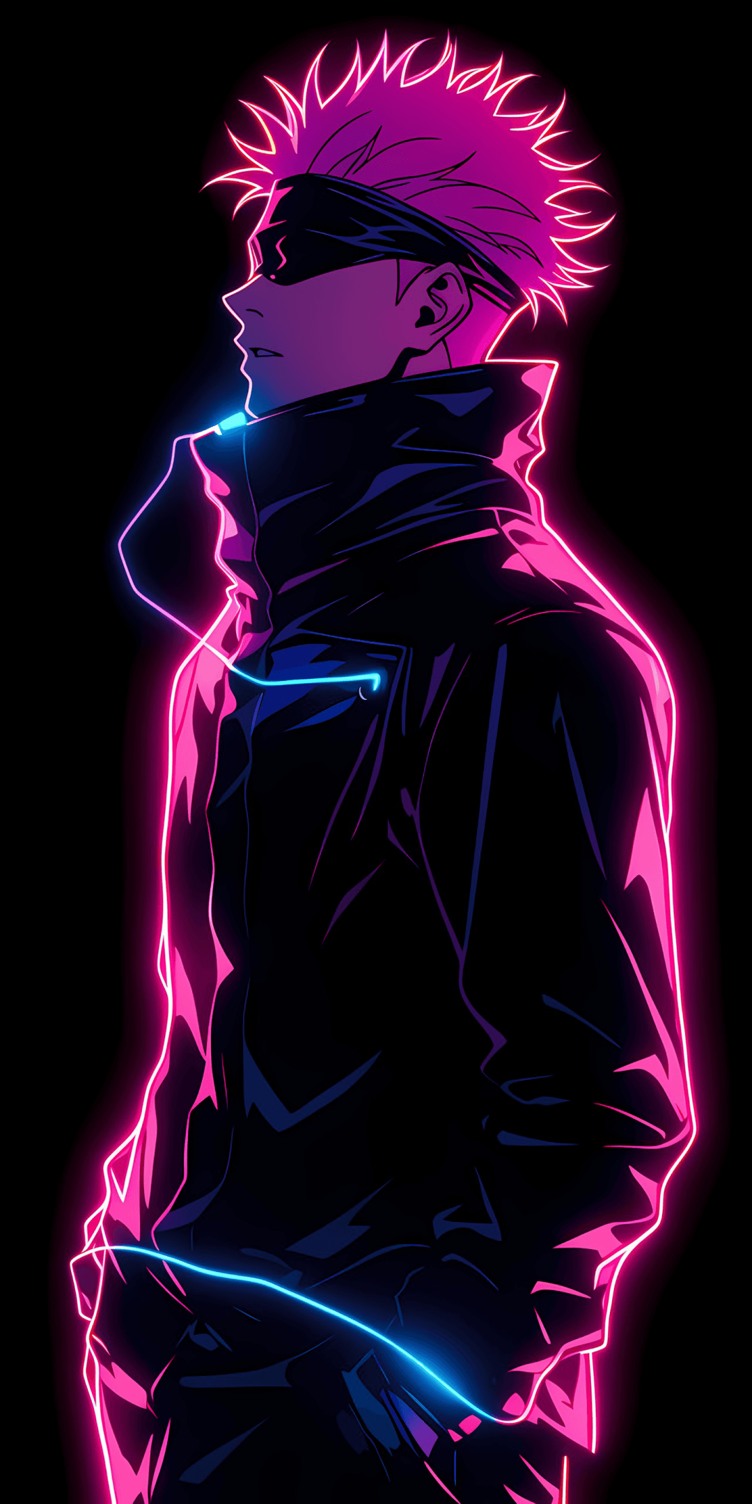 1080x2160 Satoru Gojo Wallpaper 4K, Neon pink, AMOLED