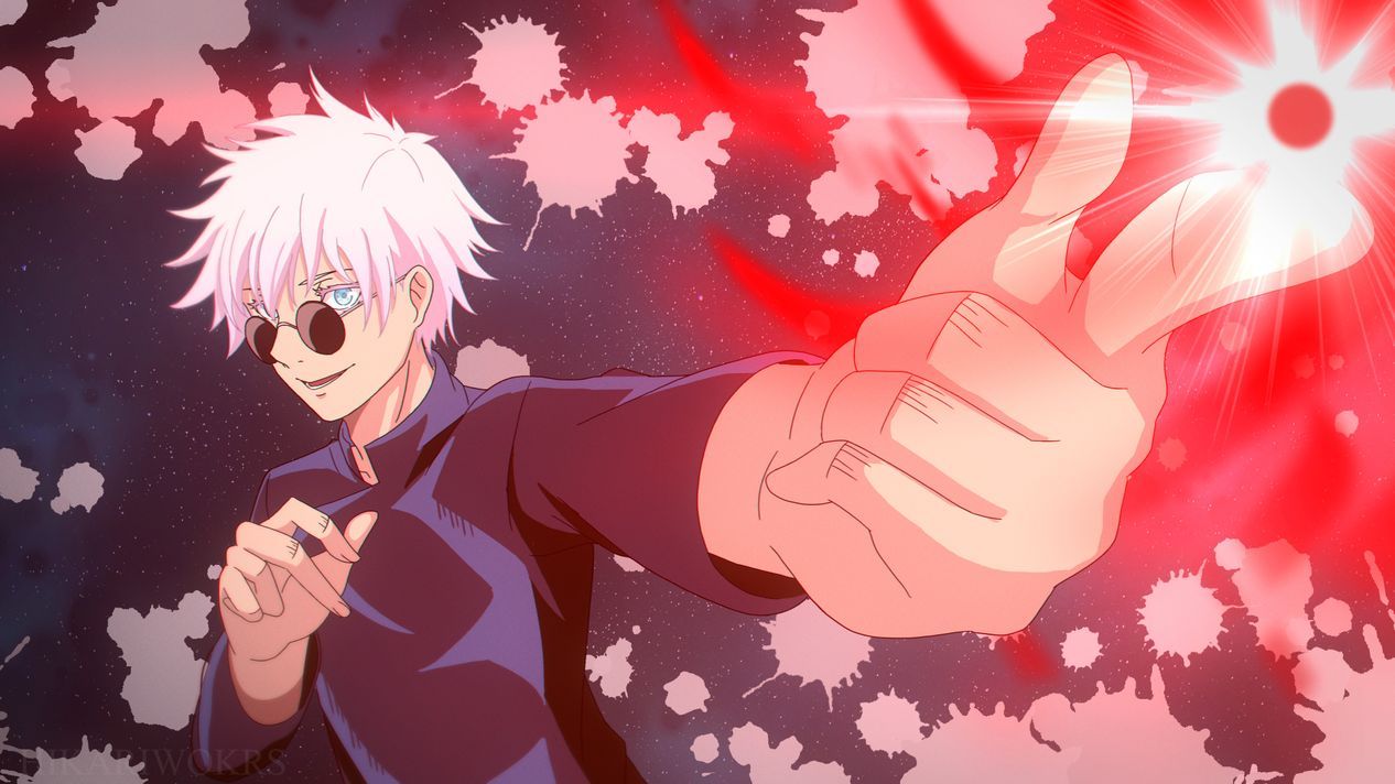 1266x712 Gojo Satoru Red Hollow Purple Wallpaper 4Kx2160