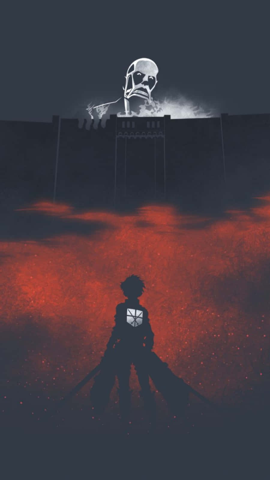 900x1601 Download Anime Minimalist Eeren Yeager Staring Off A Titan Wallpaper