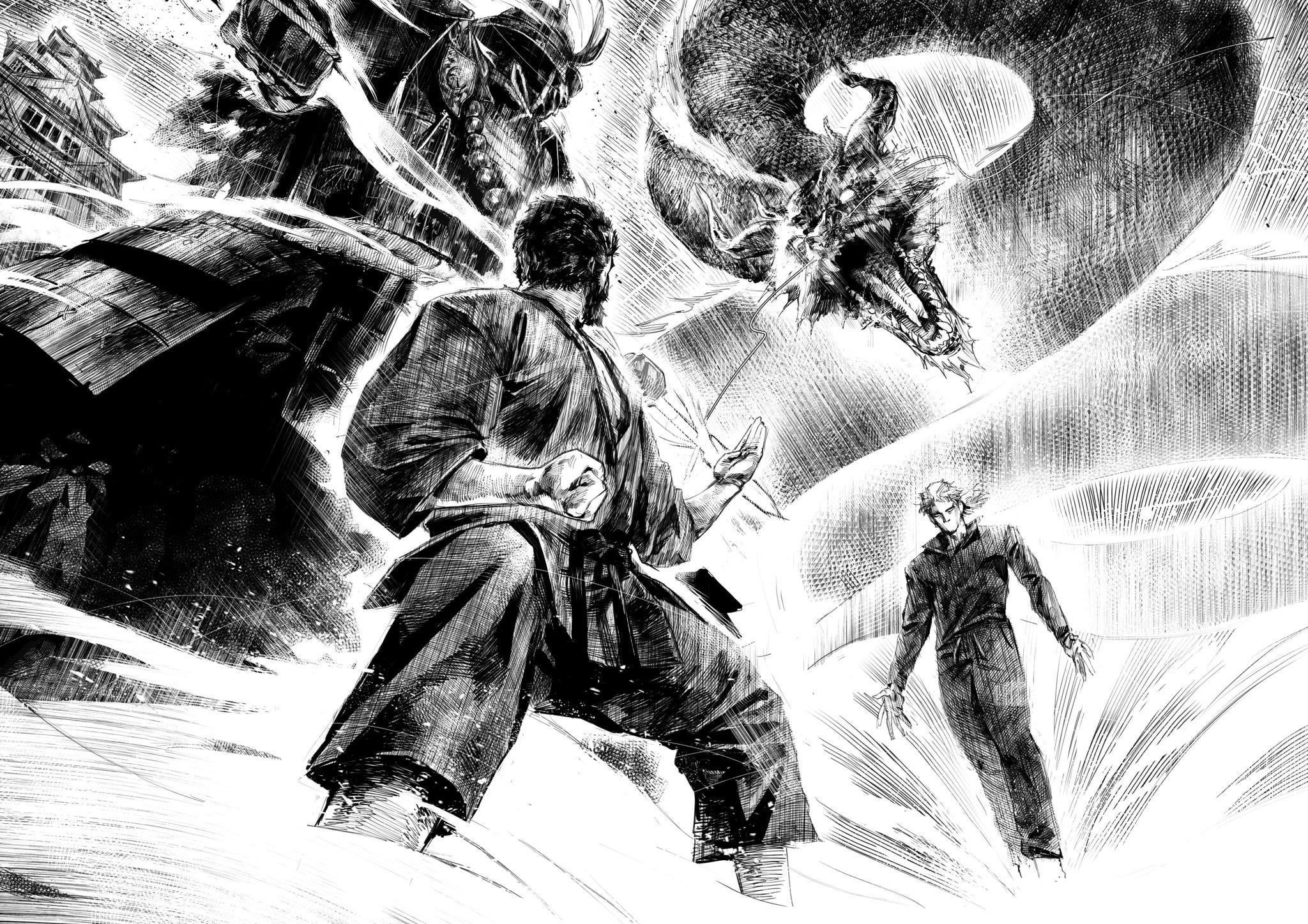2048x1448 Kuroki Vs Wulong Fanart : R Kengan_Ashura