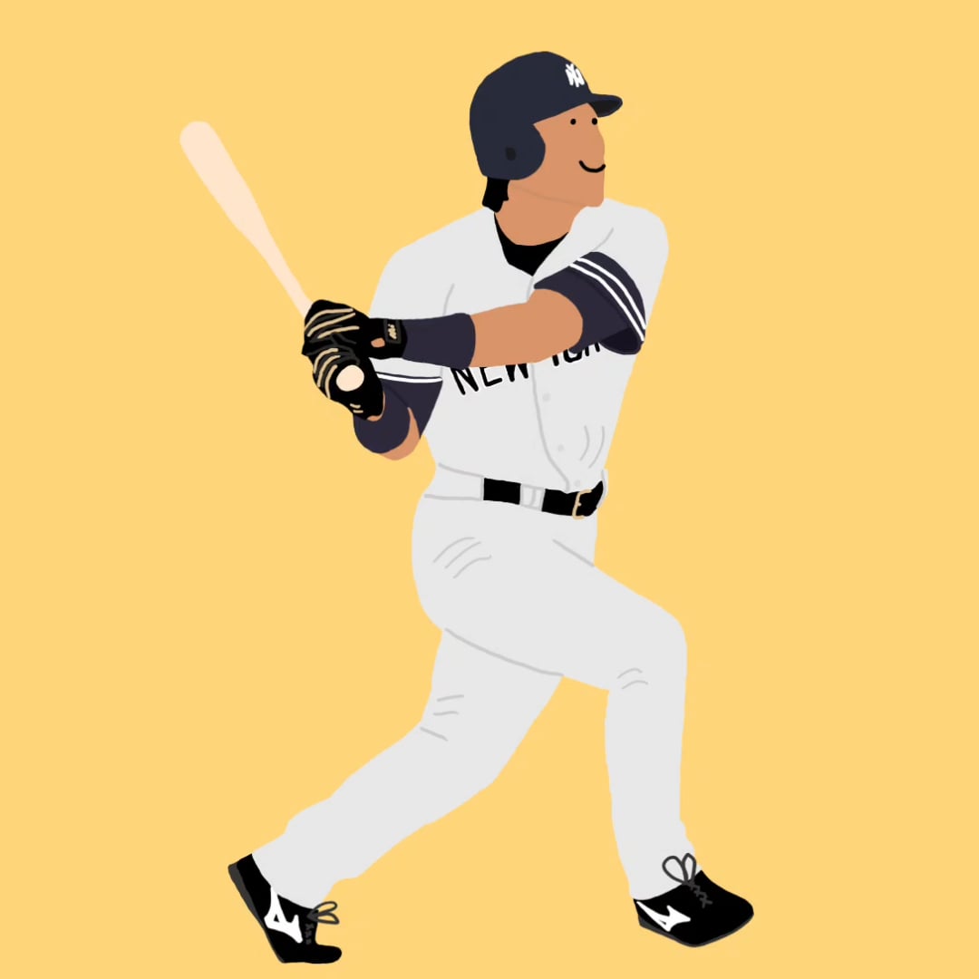 1080x1080 Hideki Matsui Became The First Player In MLB Hall Of Pretty Good History To Have A 90% Vote Total. Here's A Doodle Of His Signature Follow Through