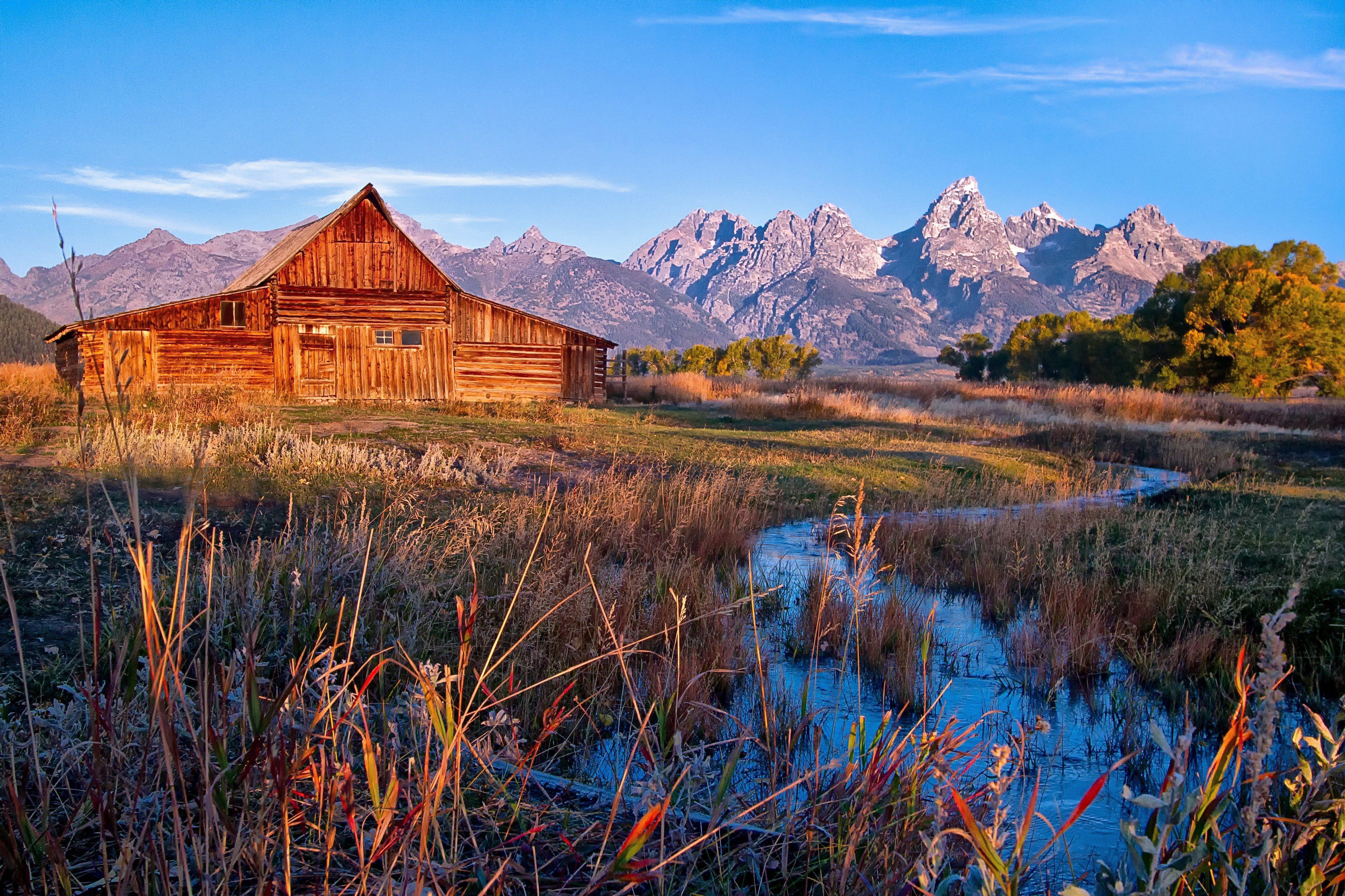 4866x3243 Mormon Row Grand Teton National Park Jackson Hole Wyoming USA barm farm rustic mountains river autumn wallpaperx3243