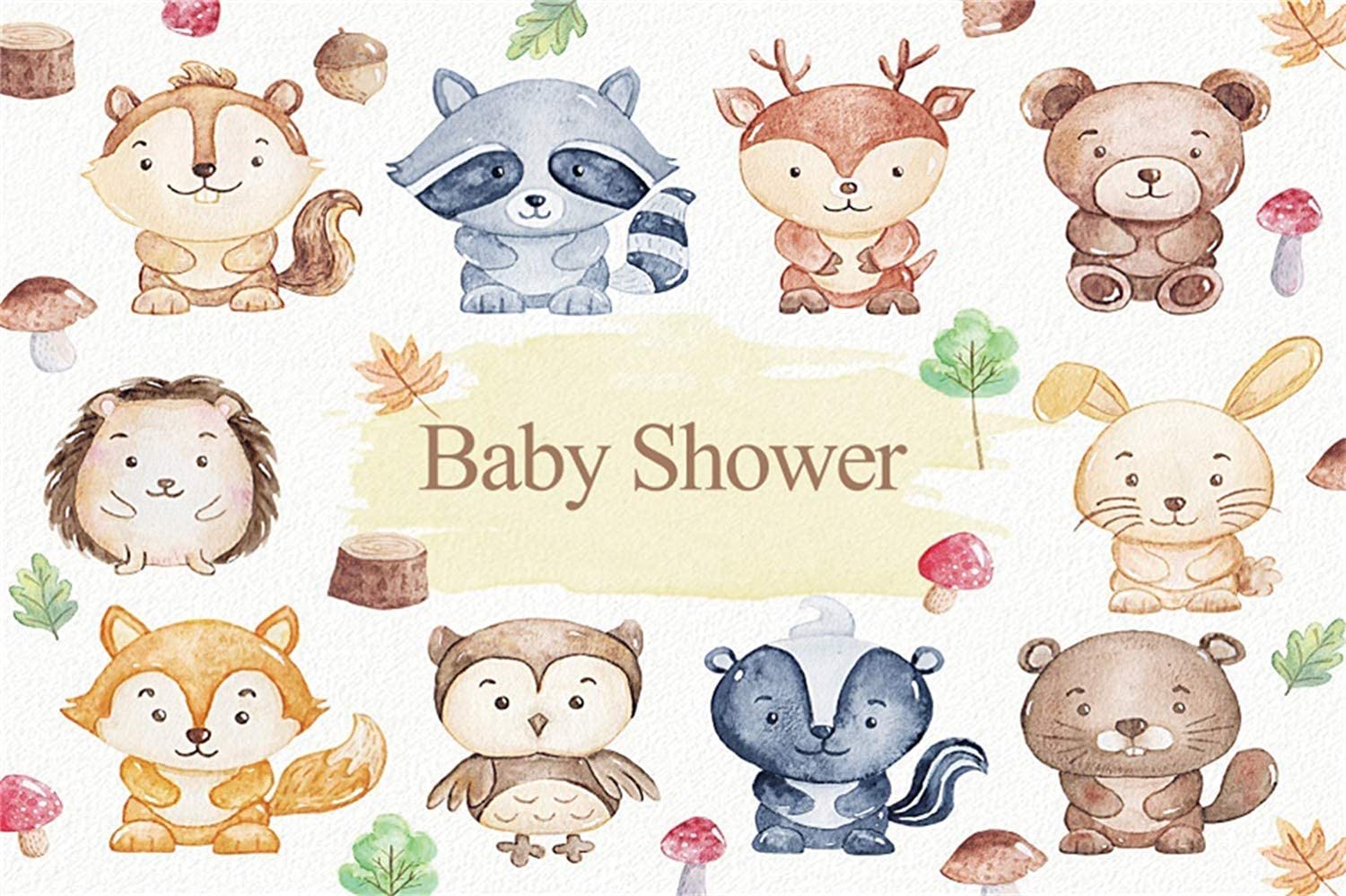 1500x999 7x5ft Cartoon Cute Forest Animals Baby Shower Backdrop Vinyl Owl Fox Bear Rabbit Photography Background Slumber Party Gender Reveal Party Banner Child Baby Shoot Studio Props Wallpaper: Amazon.ca: Camera & Photo