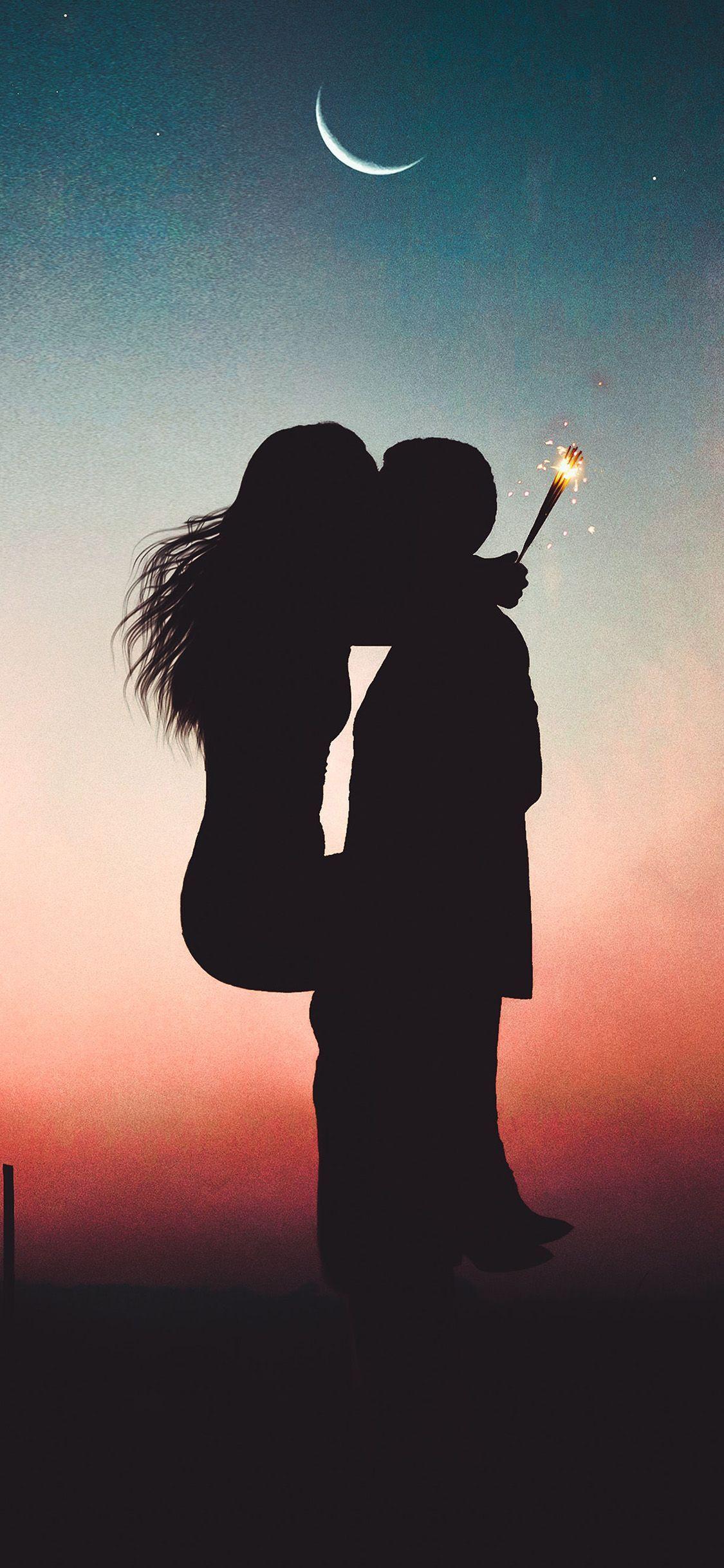 1125x2436 Love Moon Hug Man Woman Nature Via For IPhone X. Love Moon, Wallpaper, Travel Picture