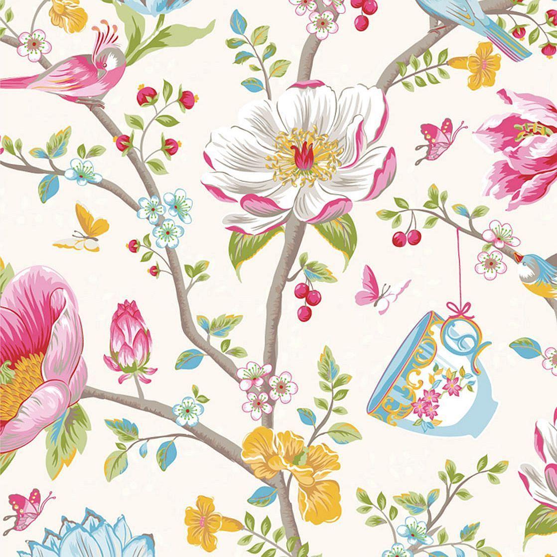 1118x1118 High Quality Wallpaper And Fabrics. Non Woven Wallpaper Eijffinger Pip 3 Flowers Birds 341000