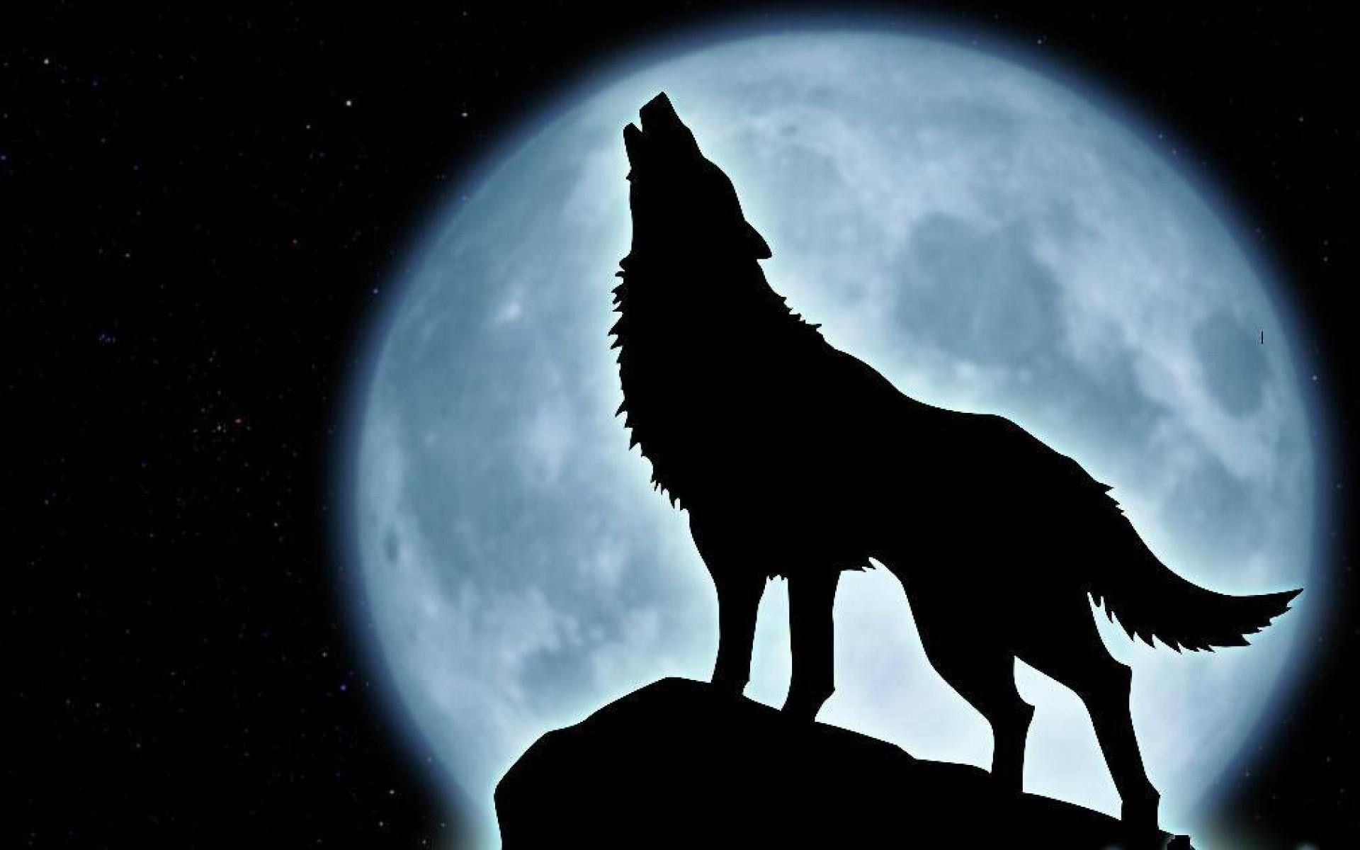 1920x1200 Wolf Howling at the Red Moon Wallpaper