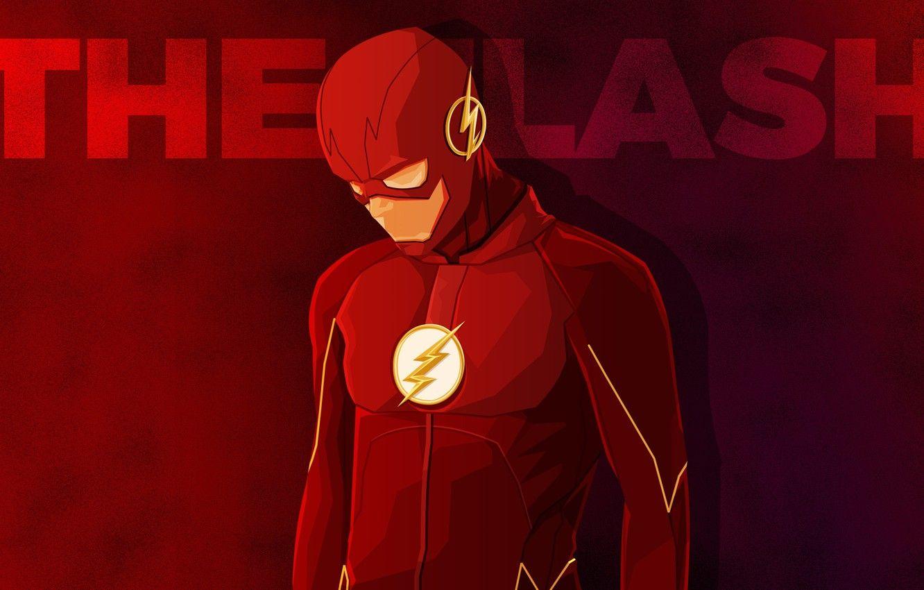 1332x850 Wallpaper red, background, fiction, the inscription, vector, costume, superhero, comic, Flash, The Flash, Barry Allen image for desktop, section минимализм