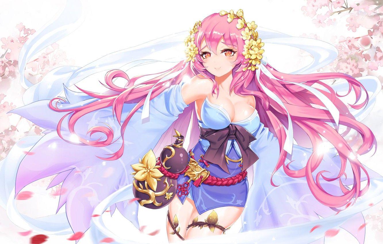1332x850 Wallpaper pink, anime, asian, manga, japanese, oriental, oppai, bishojo, seifuku, long hairl image for desktop, section арт